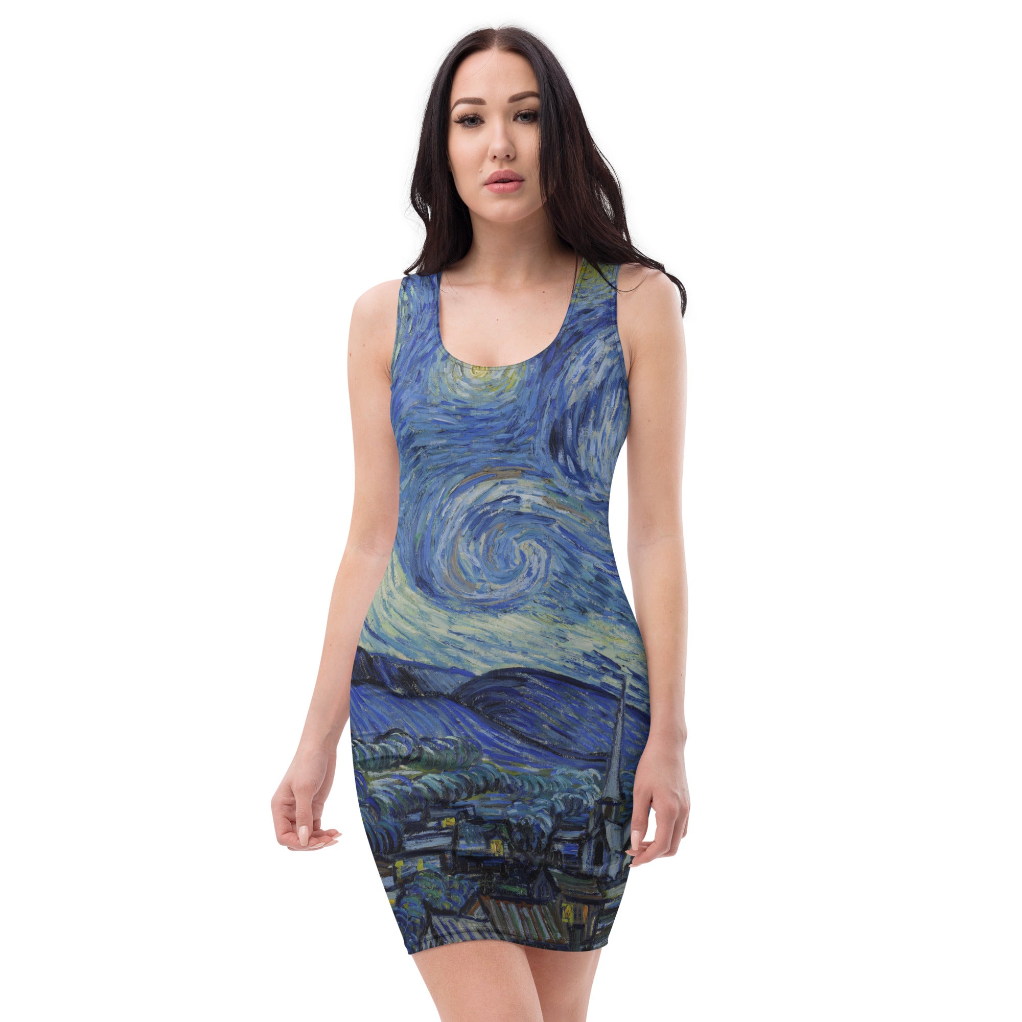 Vincent van Gogh 'Starry Night' Famous Painting Bodycon Dress | Premium Art Dress