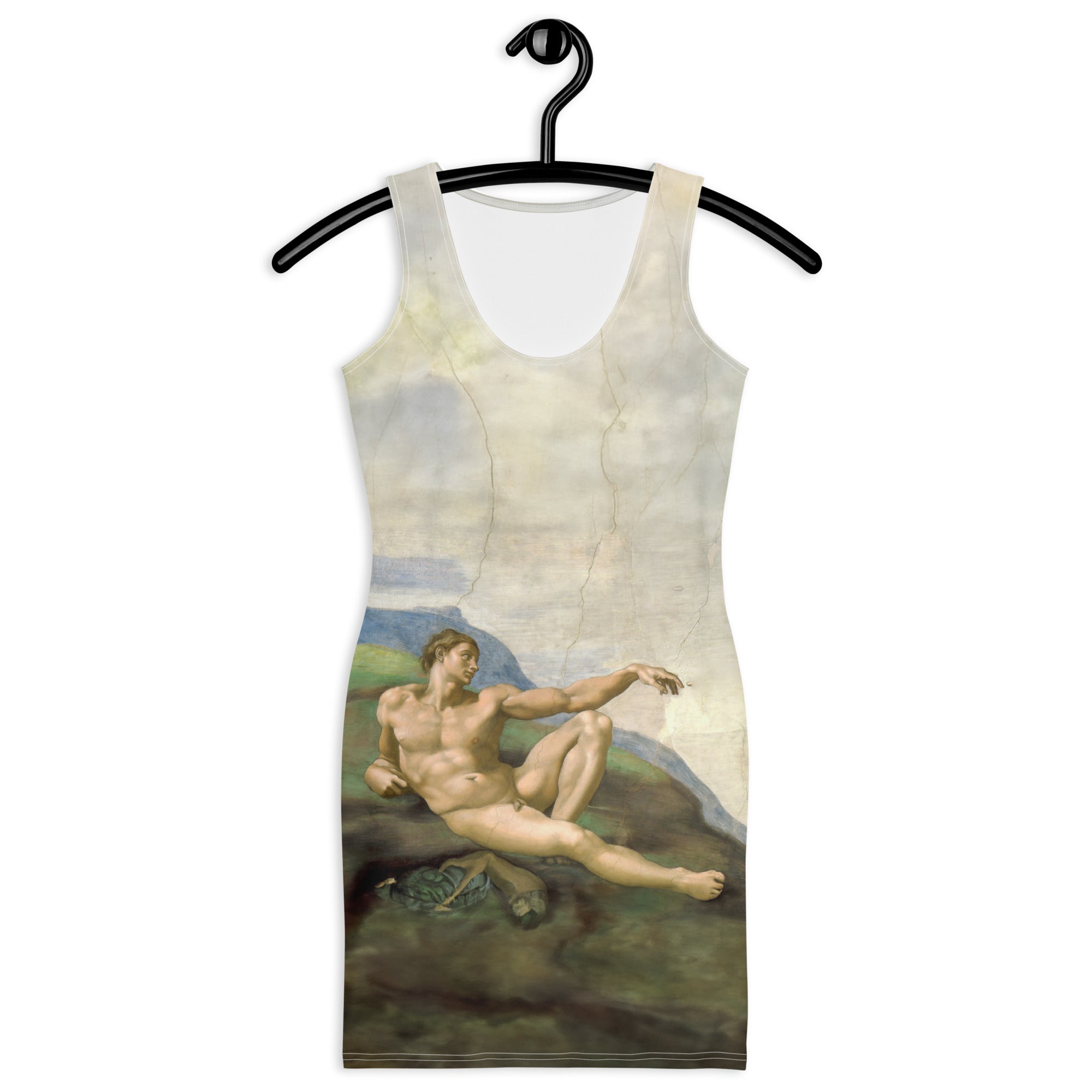 Figurbetontes Kleid „Die Erschaffung Adams“ von Michelangelo, berühmtes Gemälde | Hochwertiges Kunstkleid