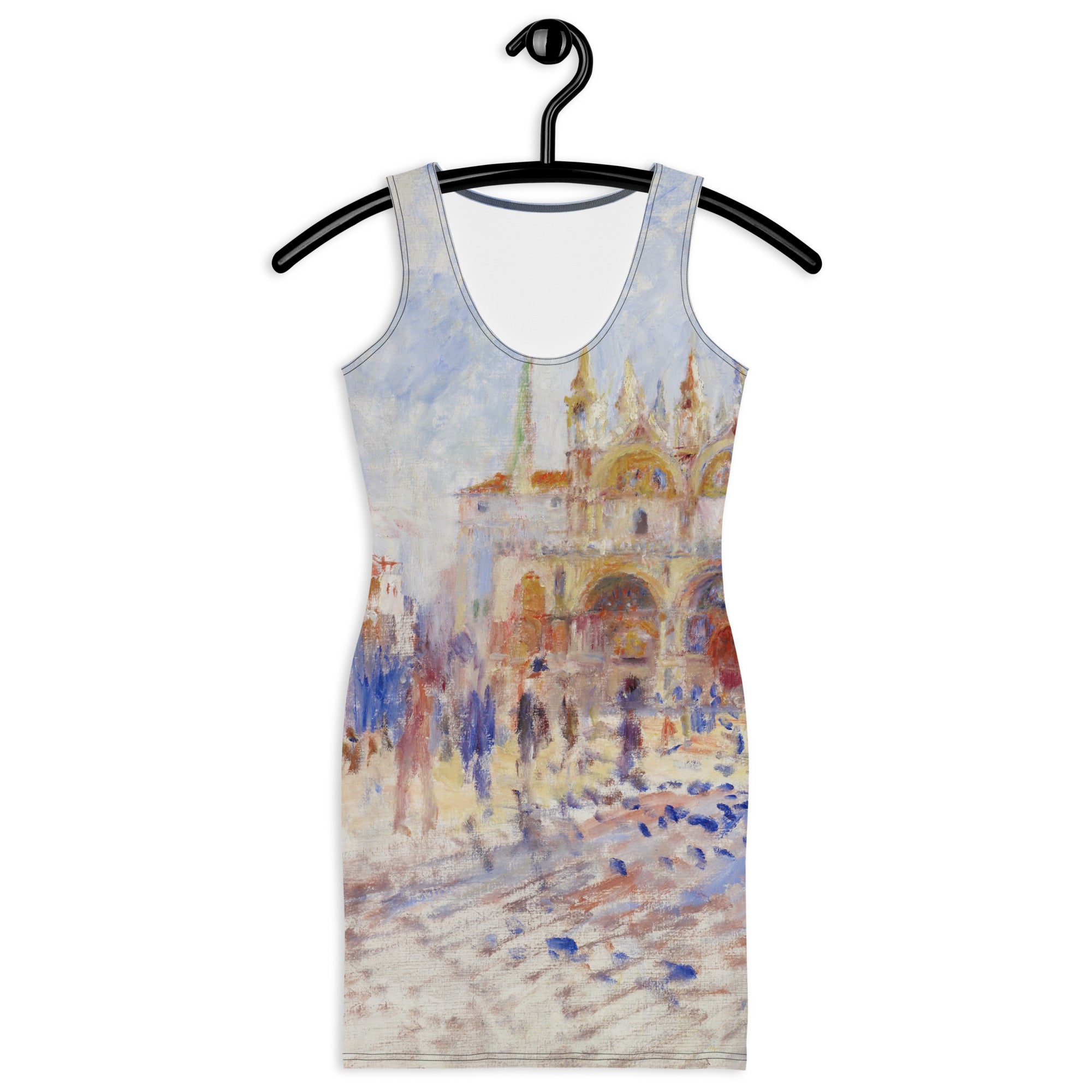 Pierre-Auguste Renoir – Figurbetontes Kleid „Der Markusplatz, Venedig“ – berühmtes Gemälde | Hochwertiges Kunstkleid
