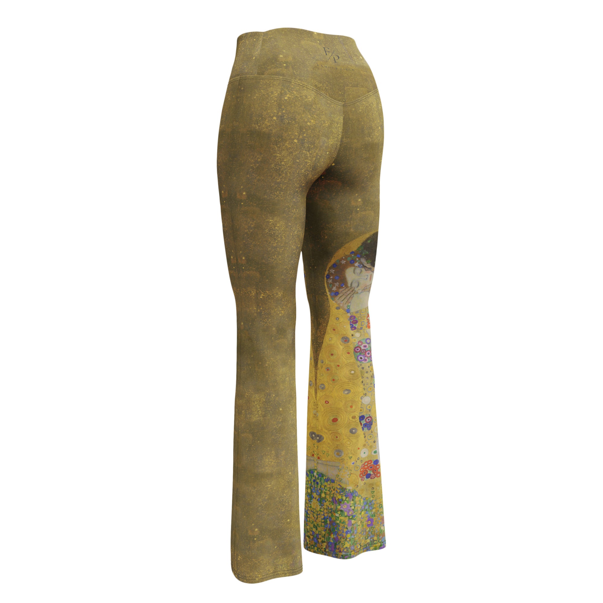 Gustav Klimt 'Der Kuss' Berühmtes Gemälde Flare Leggings | Premium Art Flare Leggings