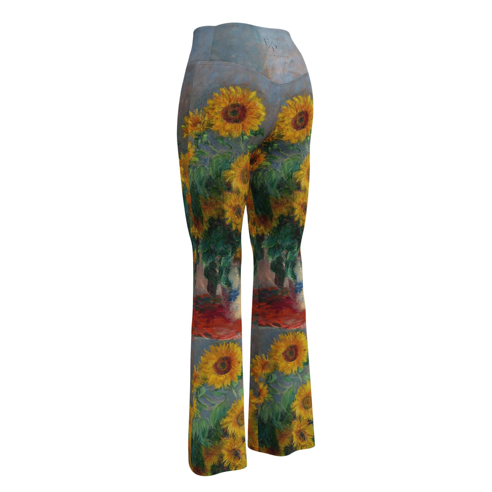 Claude Monet 'Bouquet of Sunflowers' Famous Painting Flare Leggings | Premium Art Flare Leggings