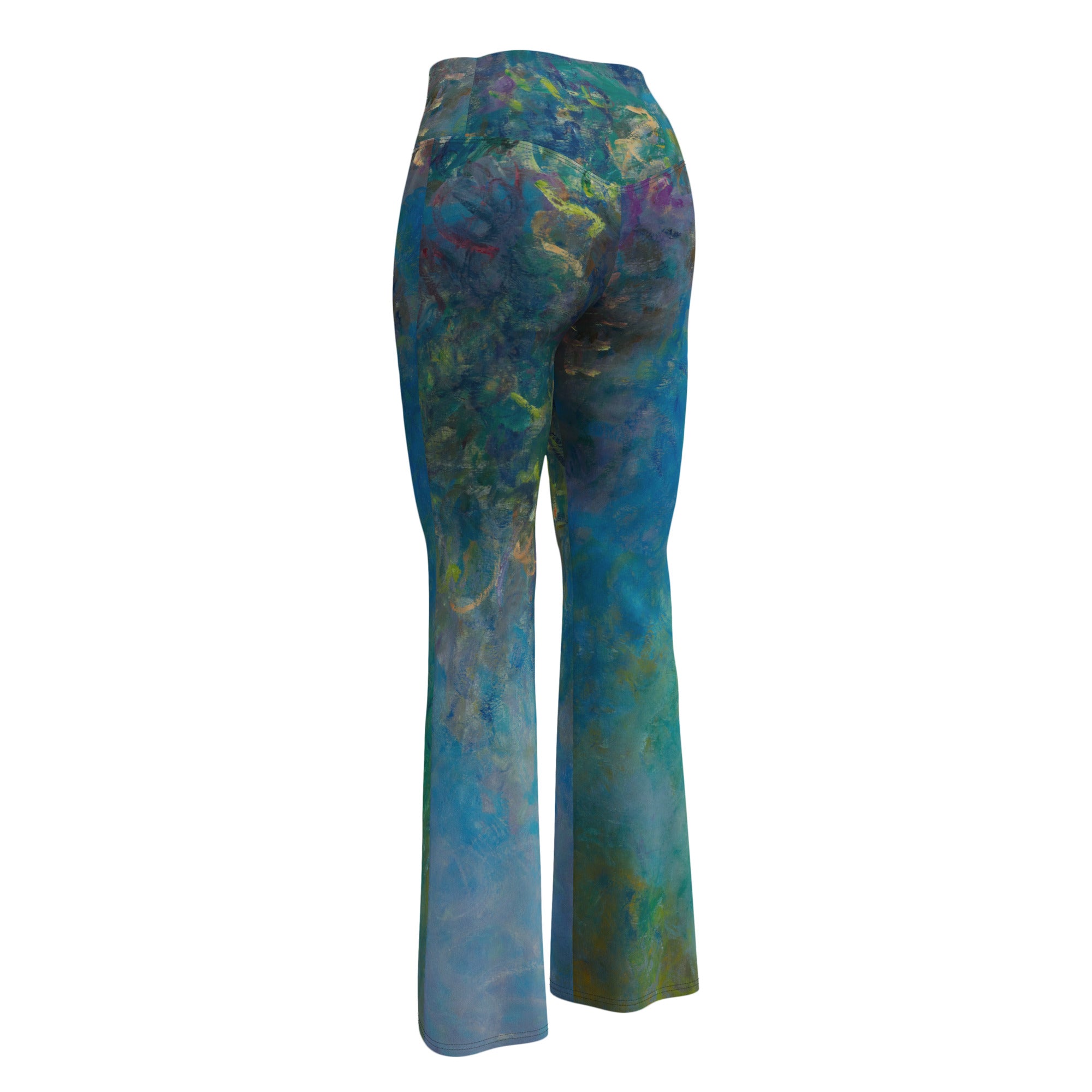 Claude Monet 'Wisteria' Famous Painting Flare Leggings | Premium Art Flare Leggings