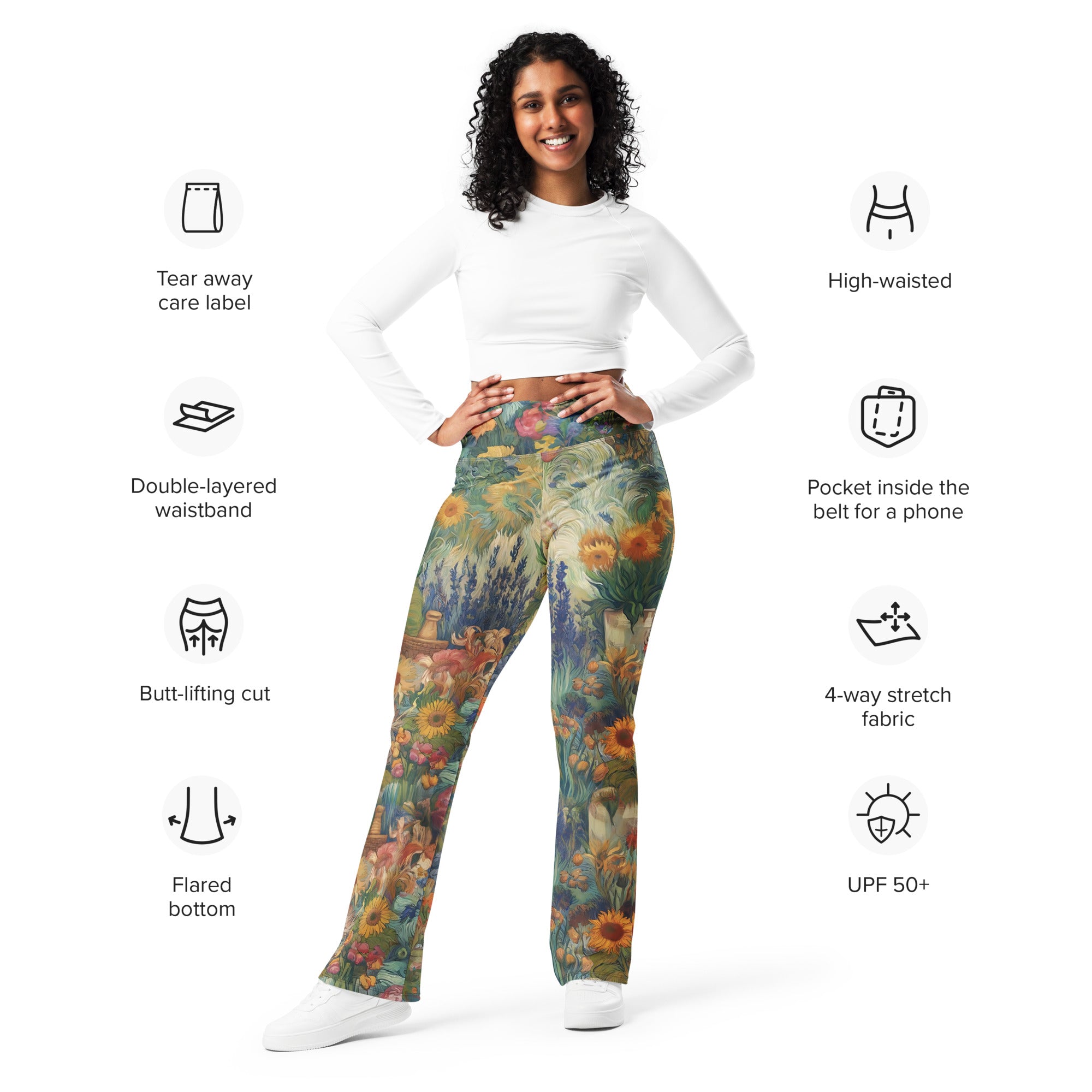 Vincent van Gogh 'Garden at Arles' Famous Painting Flare Leggings | Premium Art Flare Leggings