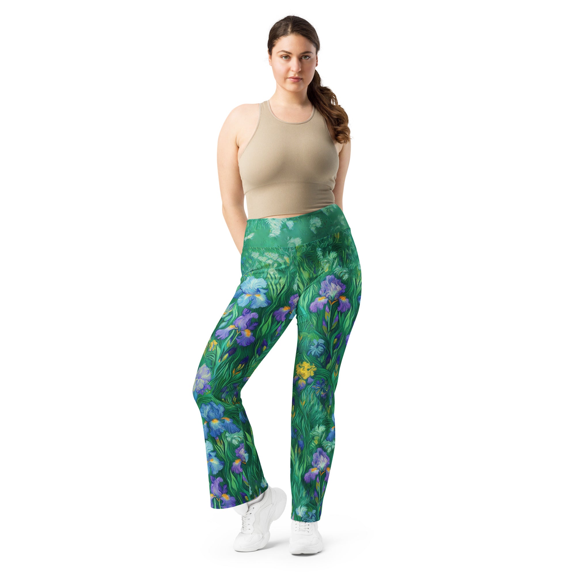 Vincent van Gogh 'Irises' Famous Painting Flare Leggings | Premium Art Flare Leggings