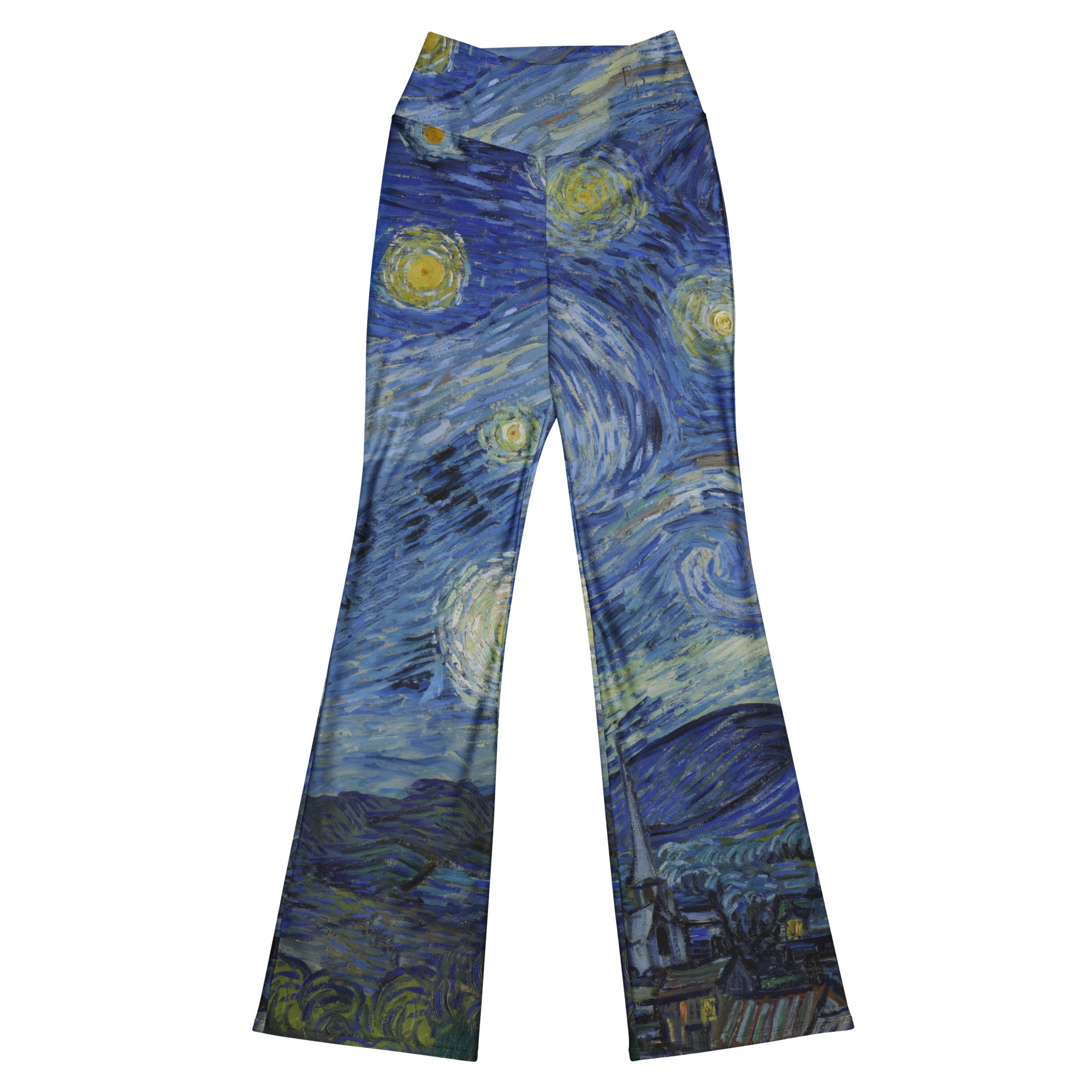 Vincent van Gogh 'Starry Night' Famous Painting Flare Leggings | Premium Art Flare Leggings