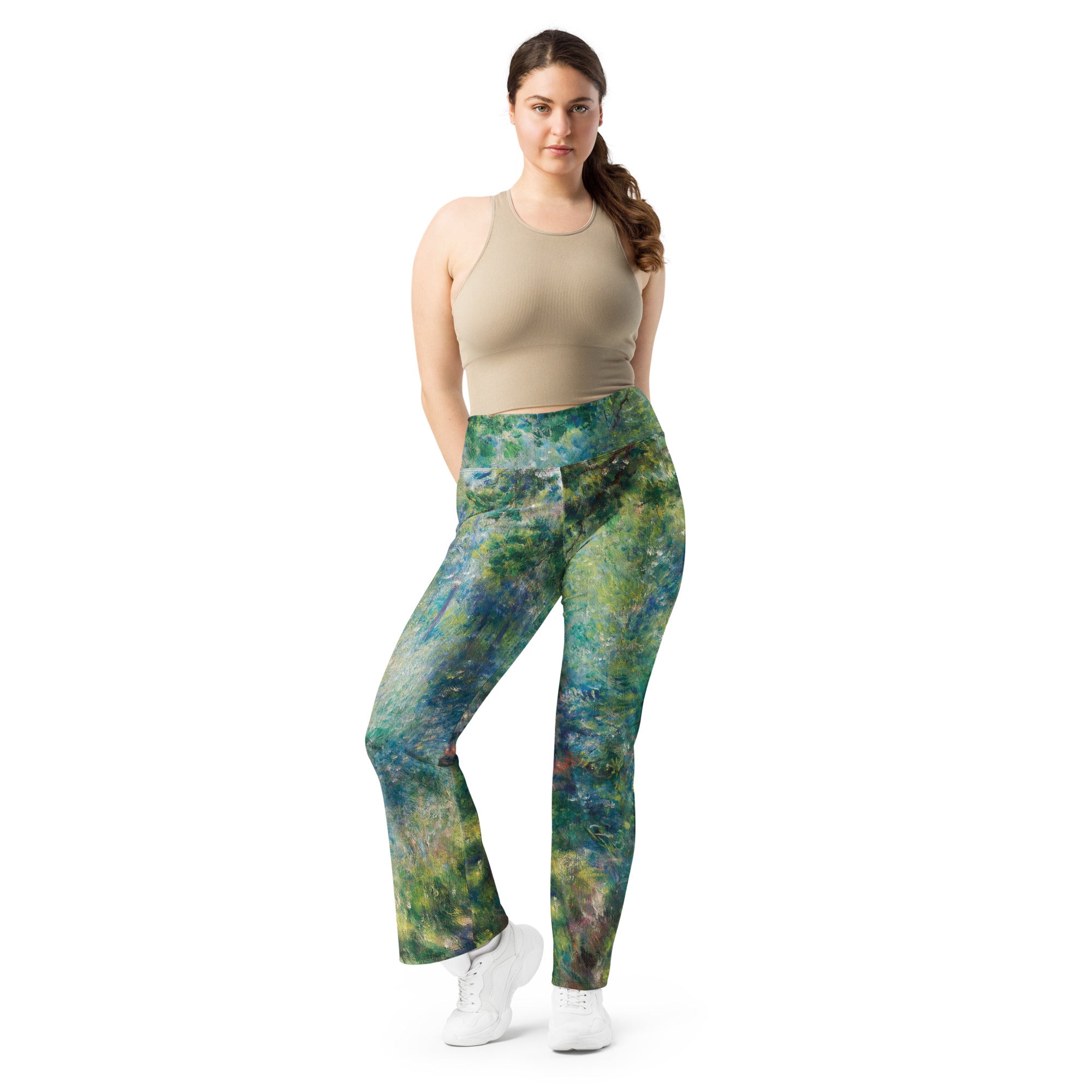 Pierre-Auguste Renoir 'Path in the Forest' Famous Painting Flare Leggings | Premium Art Flare Leggings