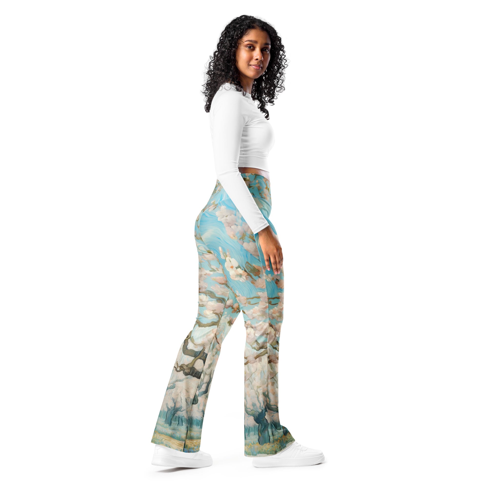 Vincent van Gogh 'Orchard in Blossom' Famous Painting Flare Leggings | Premium Art Flare Leggings