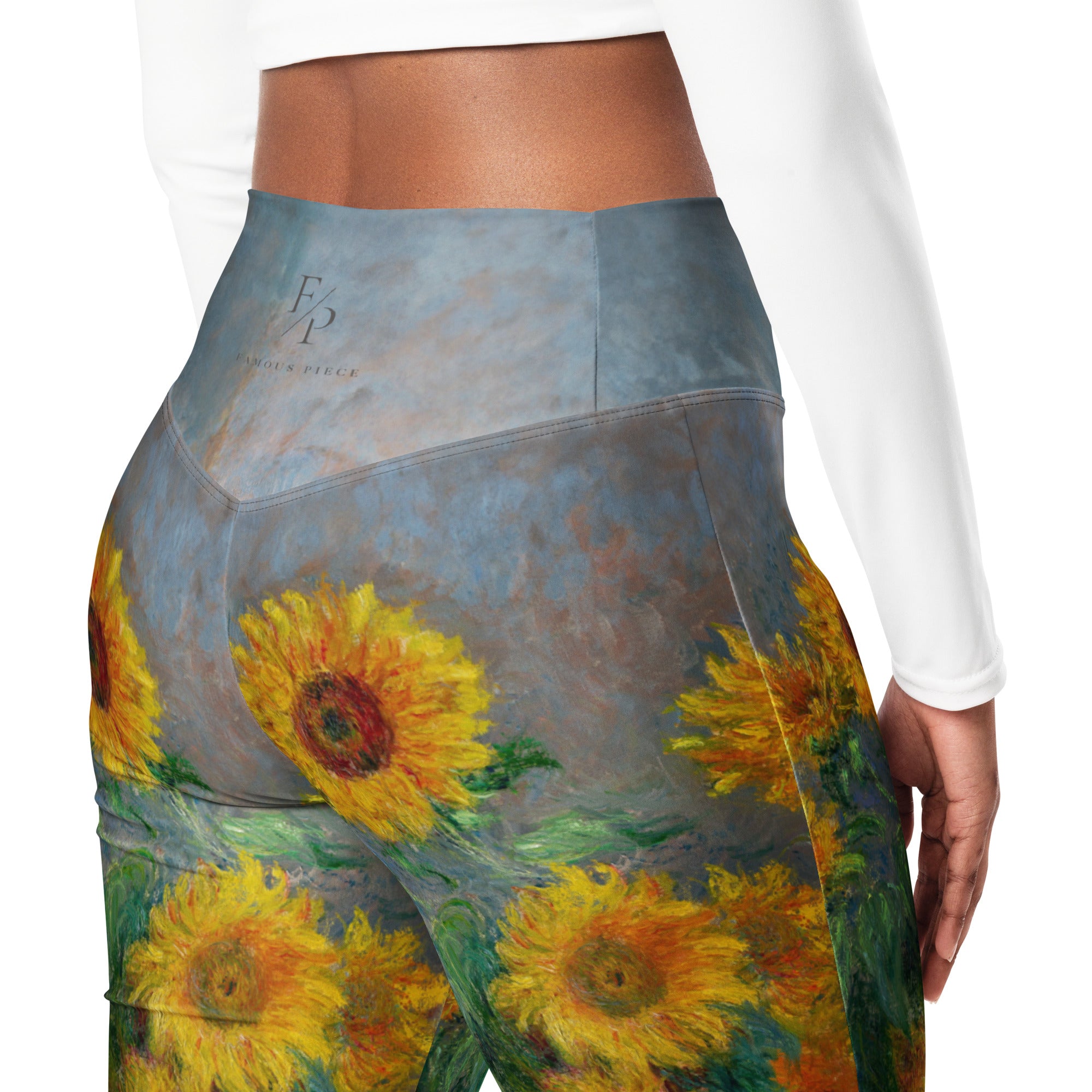 Claude Monet 'Bouquet of Sunflowers' Famous Painting Flare Leggings | Premium Art Flare Leggings