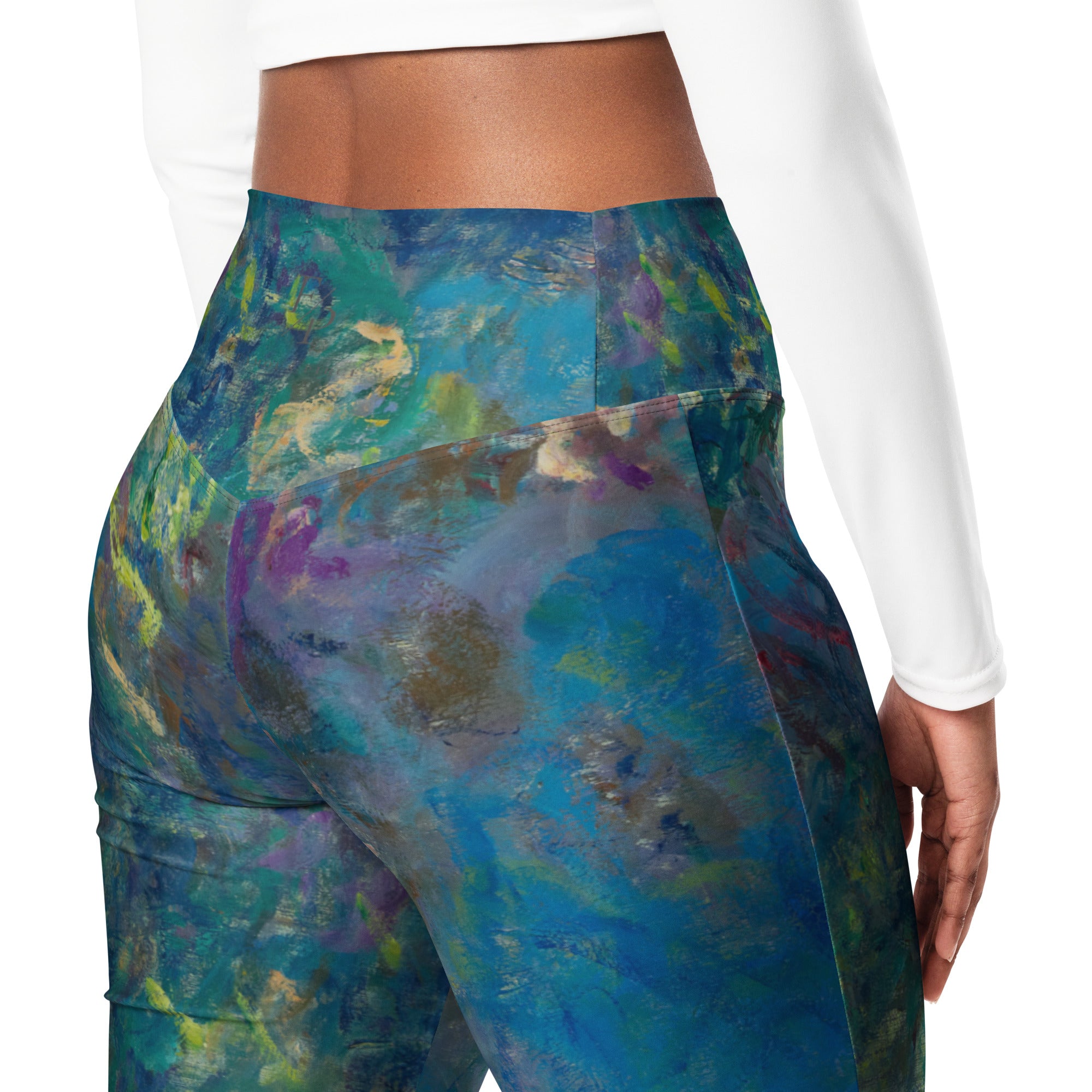 Claude Monet 'Wisteria' Famous Painting Flare Leggings | Premium Art Flare Leggings