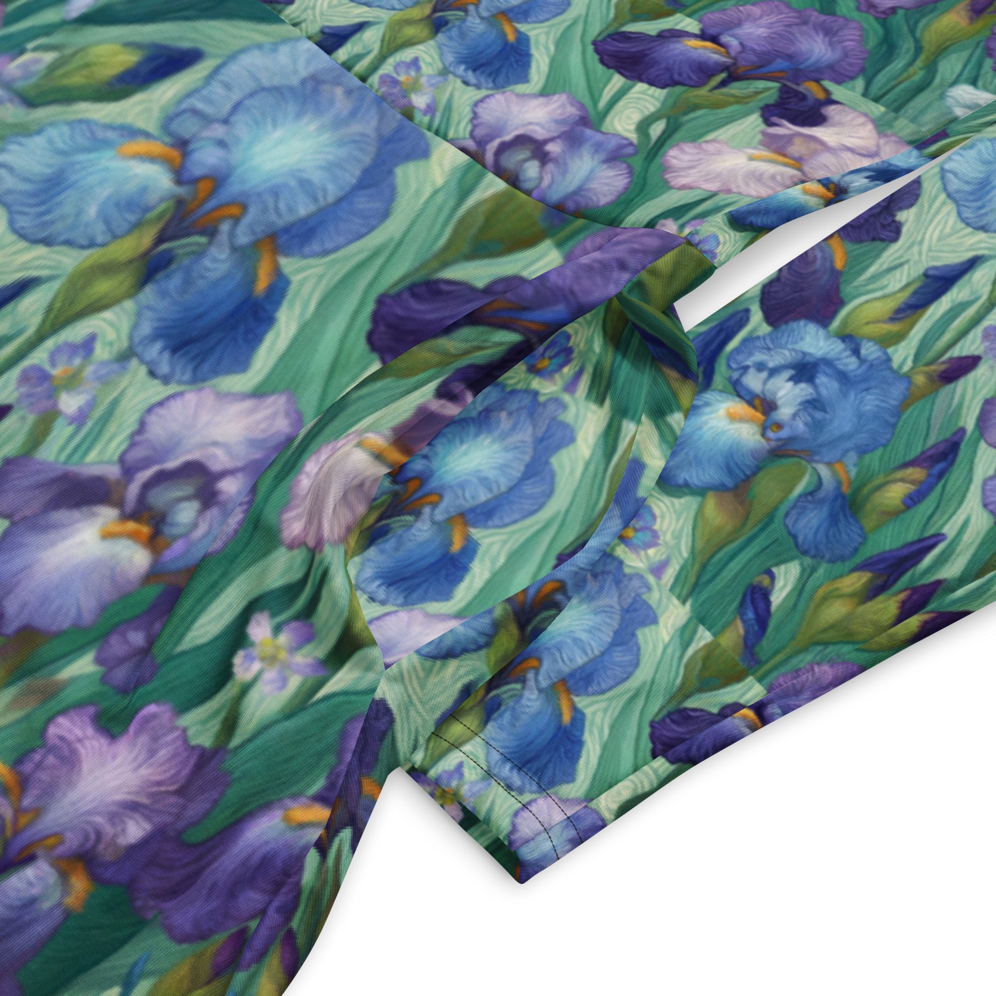 Vincent van Gogh 'Irises' Famous Painting Long Sleeve Midi Dress | Premium Art Midi Dress