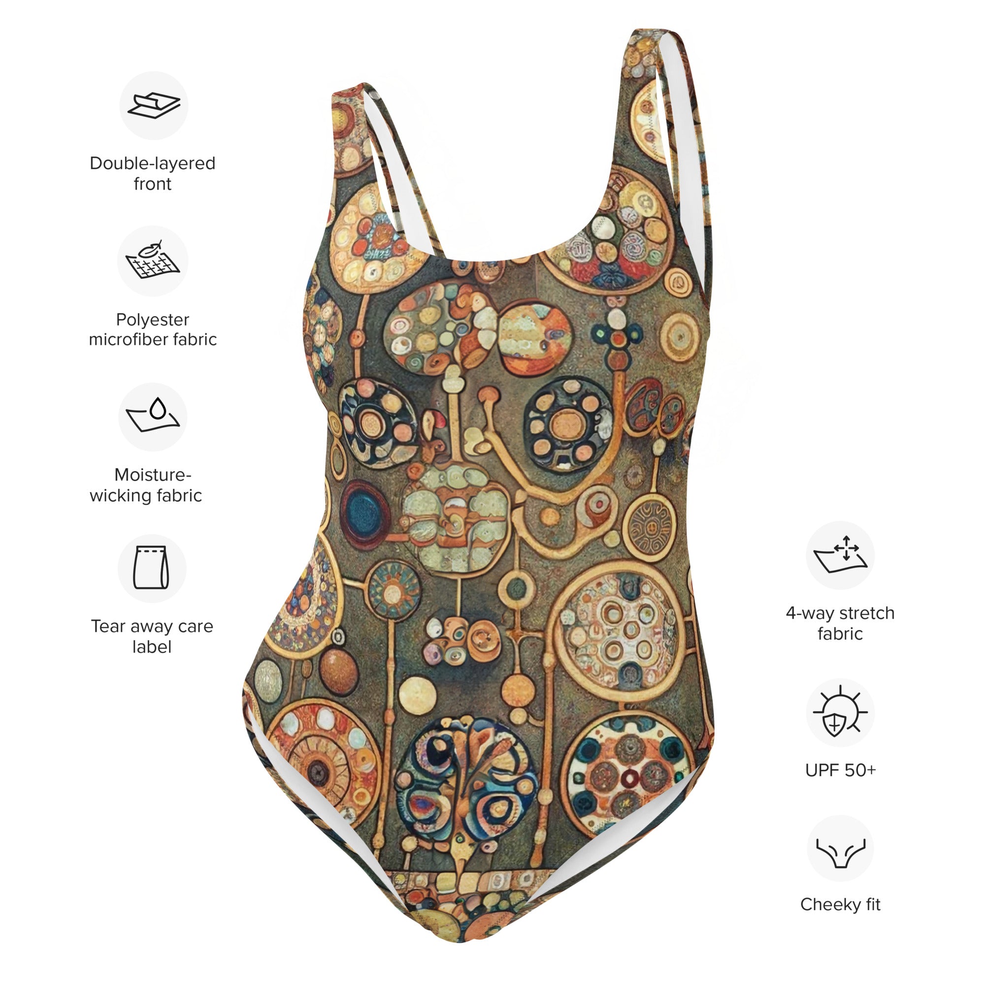 Gustav Klimt 'Apple Tree I' Famous Painting Swimsuit | Premium Art One Piece Swimsuit