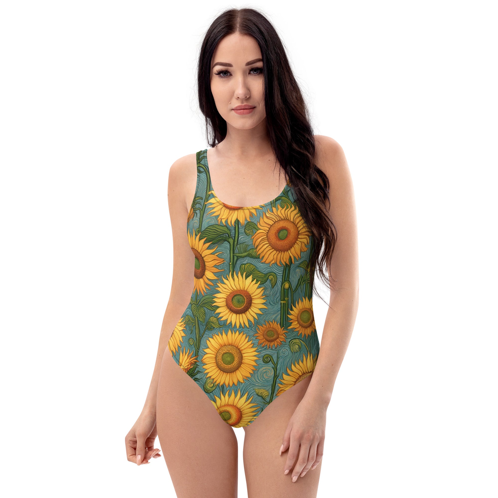 Vincent van Gogh 'Sunflowers' Famous Painting Swimsuit | Premium Art One Piece Swimsuit