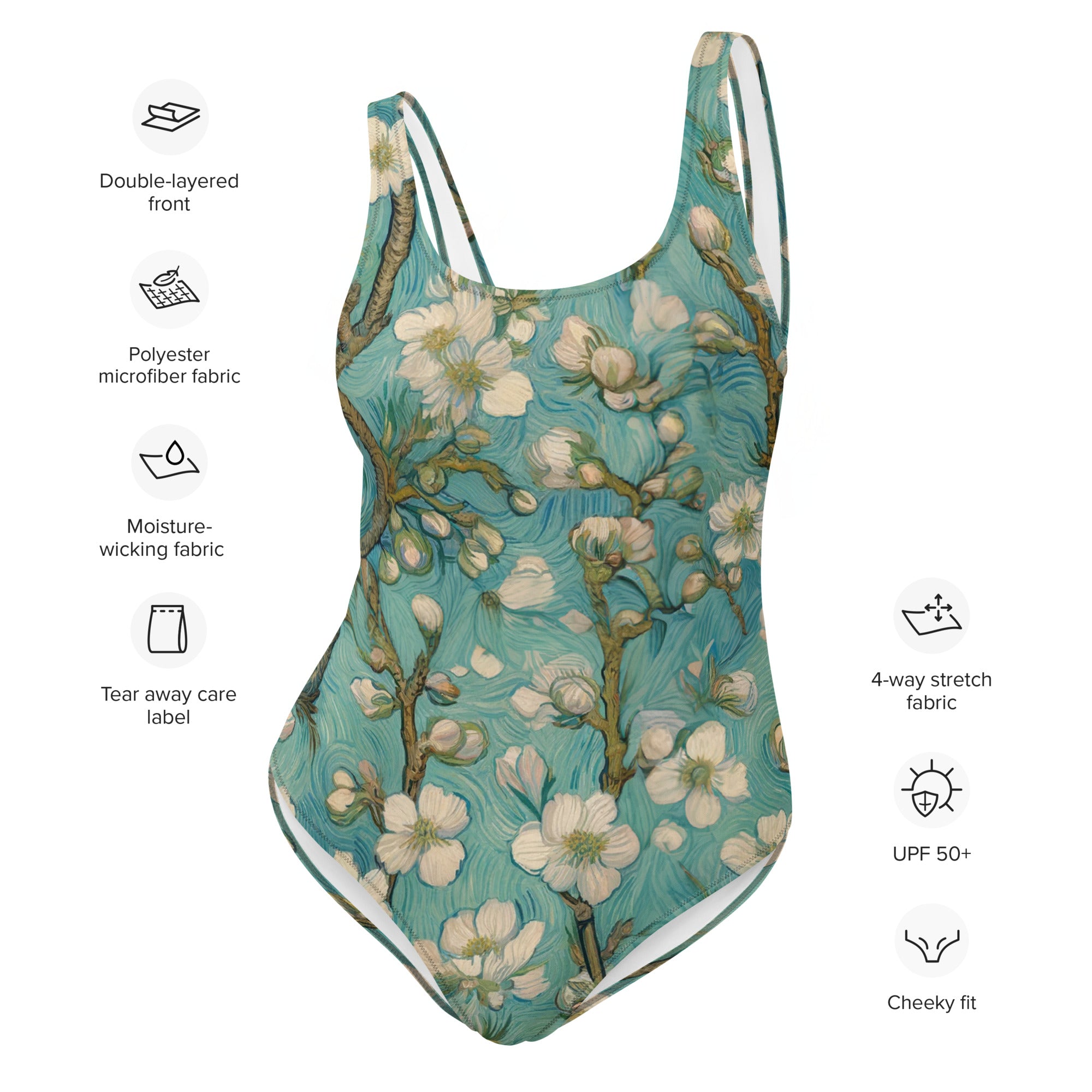 Vincent van Gogh 'Almond Blossom' Famous Painting Swimsuit | Premium Art One Piece Swimsuit