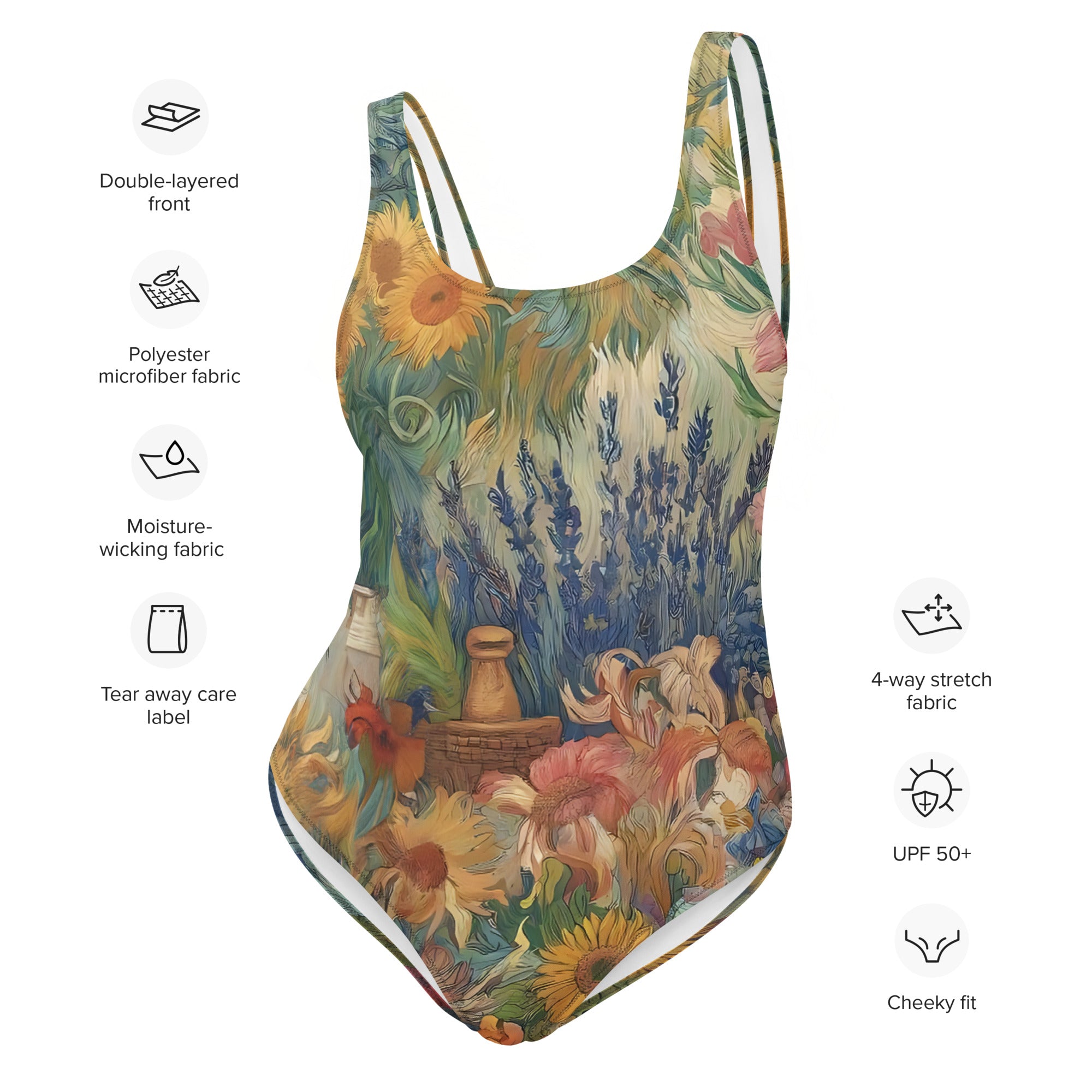 Vincent van Gogh 'Garden at Arles' Famous Painting Swimsuit | Premium Art One Piece Swimsuit