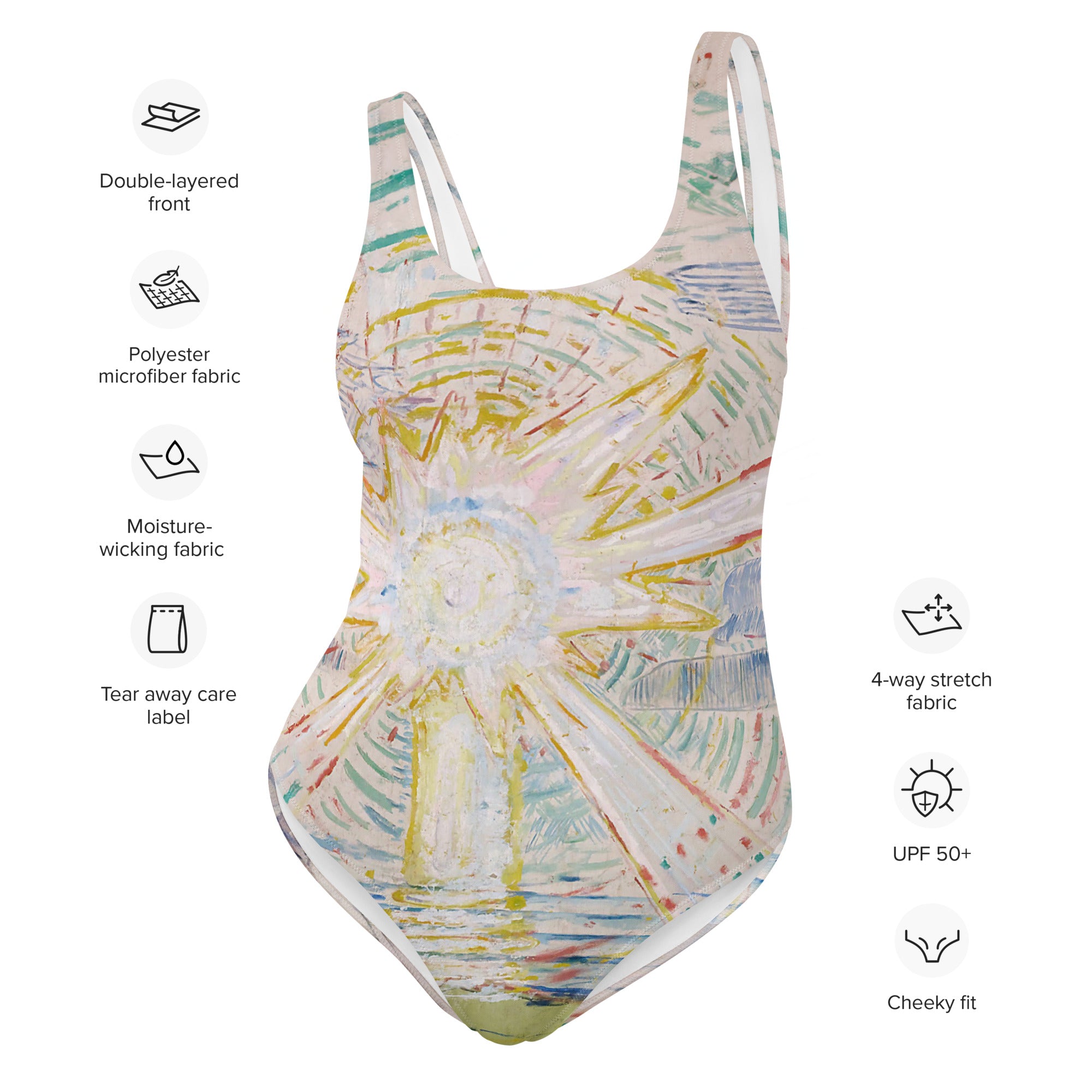 Edvard Munch 'The Sun' Famous Painting Swimsuit | Premium Art One Piece Swimsuit