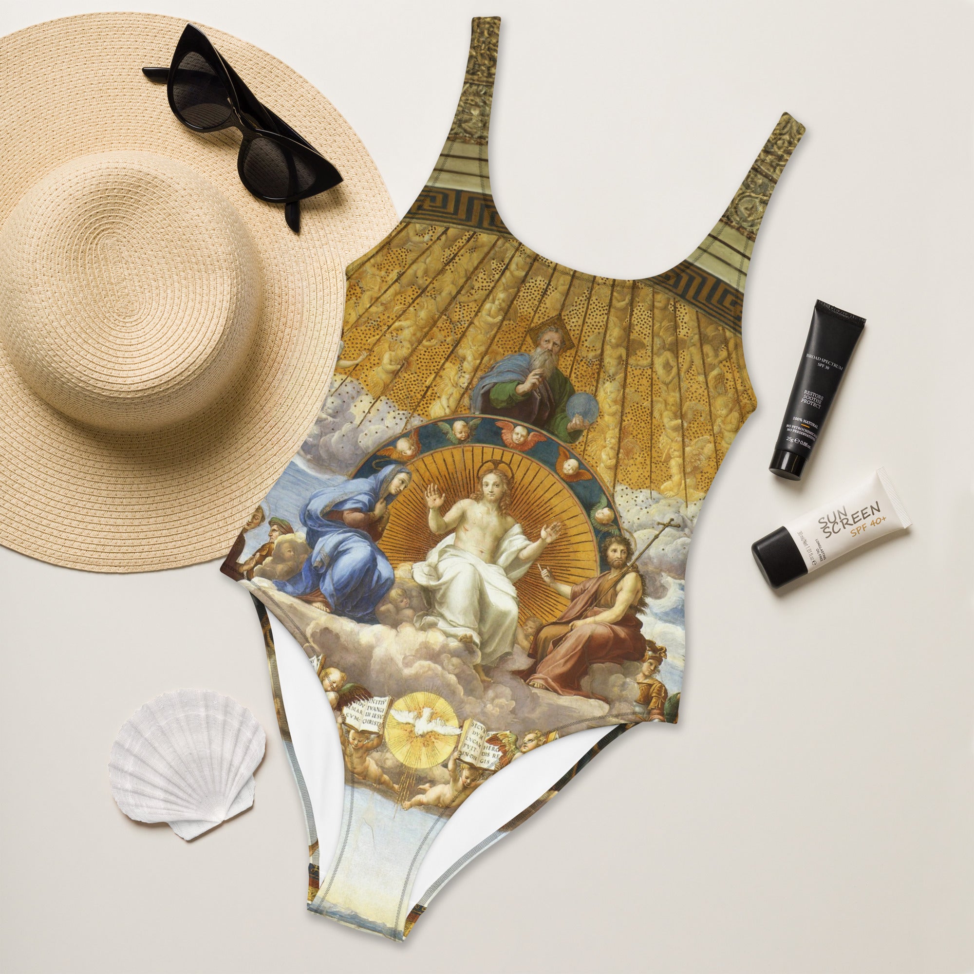 Raphael 'Disputation of the Holy Sacrament' Famous Painting Swimsuit | Premium Art One Piece Swimsuit