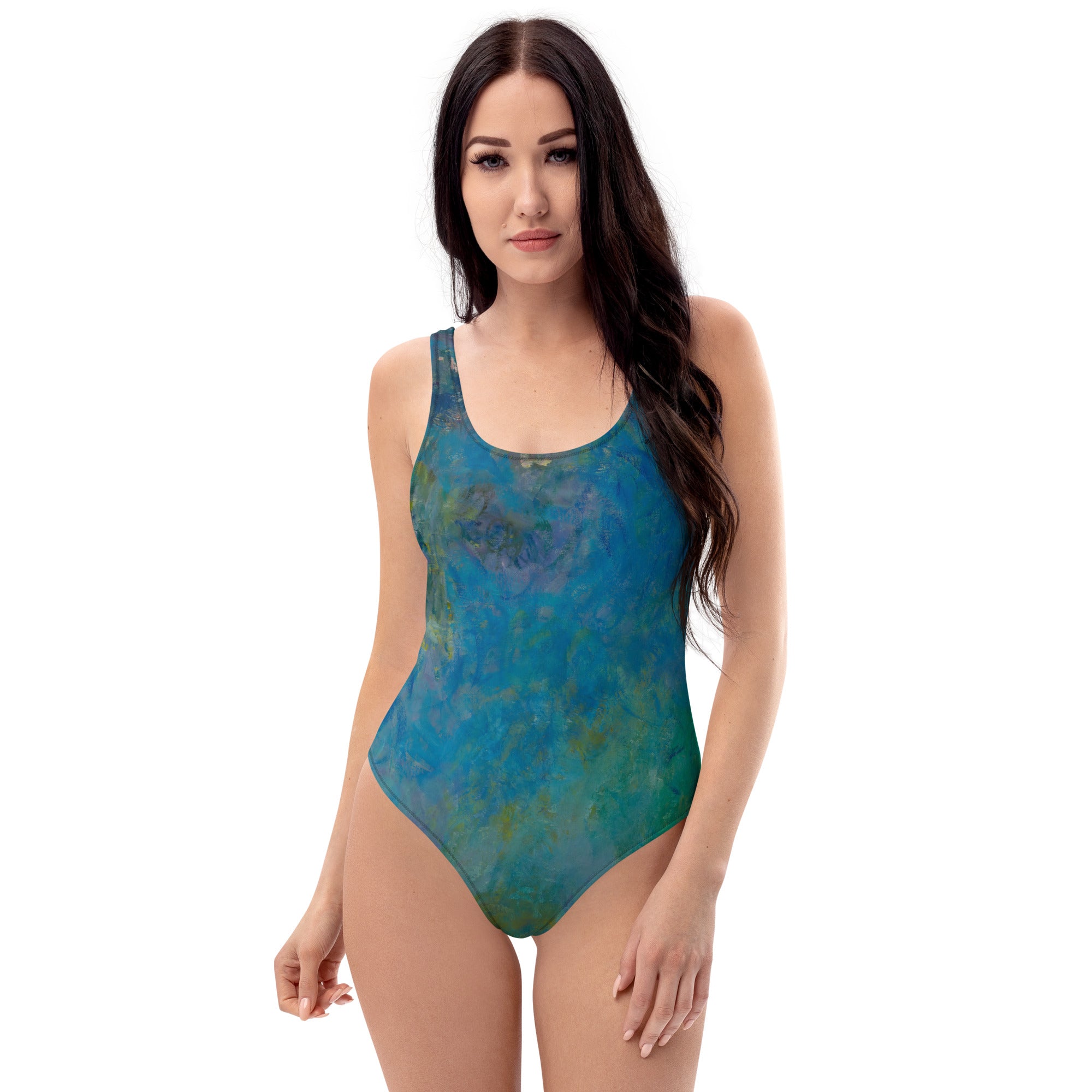 Claude Monet 'Wisteria' Famous Painting Swimsuit | Premium Art One Piece Swimsuit