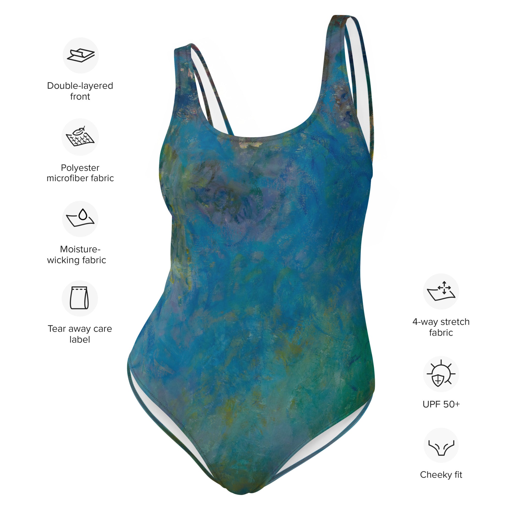 Claude Monet 'Wisteria' Famous Painting Swimsuit | Premium Art One Piece Swimsuit