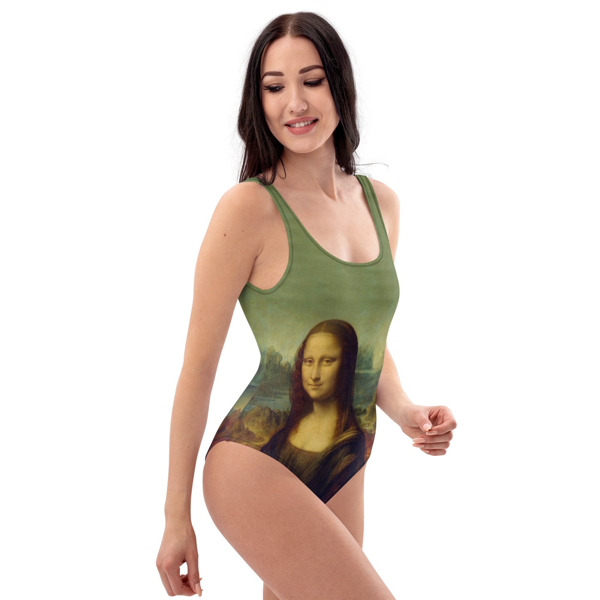 Badeanzug mit berühmtem Gemälde „Mona Lisa“ von Leonardo da Vinci | Einteiliger Badeanzug mit hochwertiger Kunst