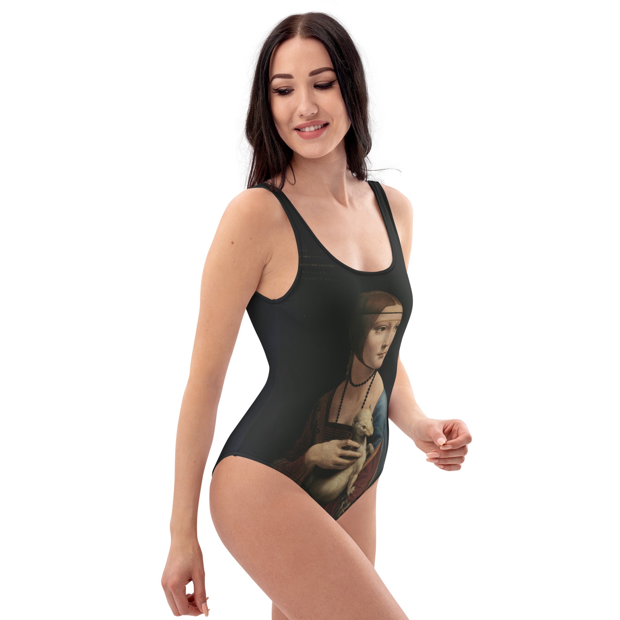 Leonardo da Vinci 'Lady with an Ermine' Famous Painting Swimsuit | Premium Art One Piece Swimsuit