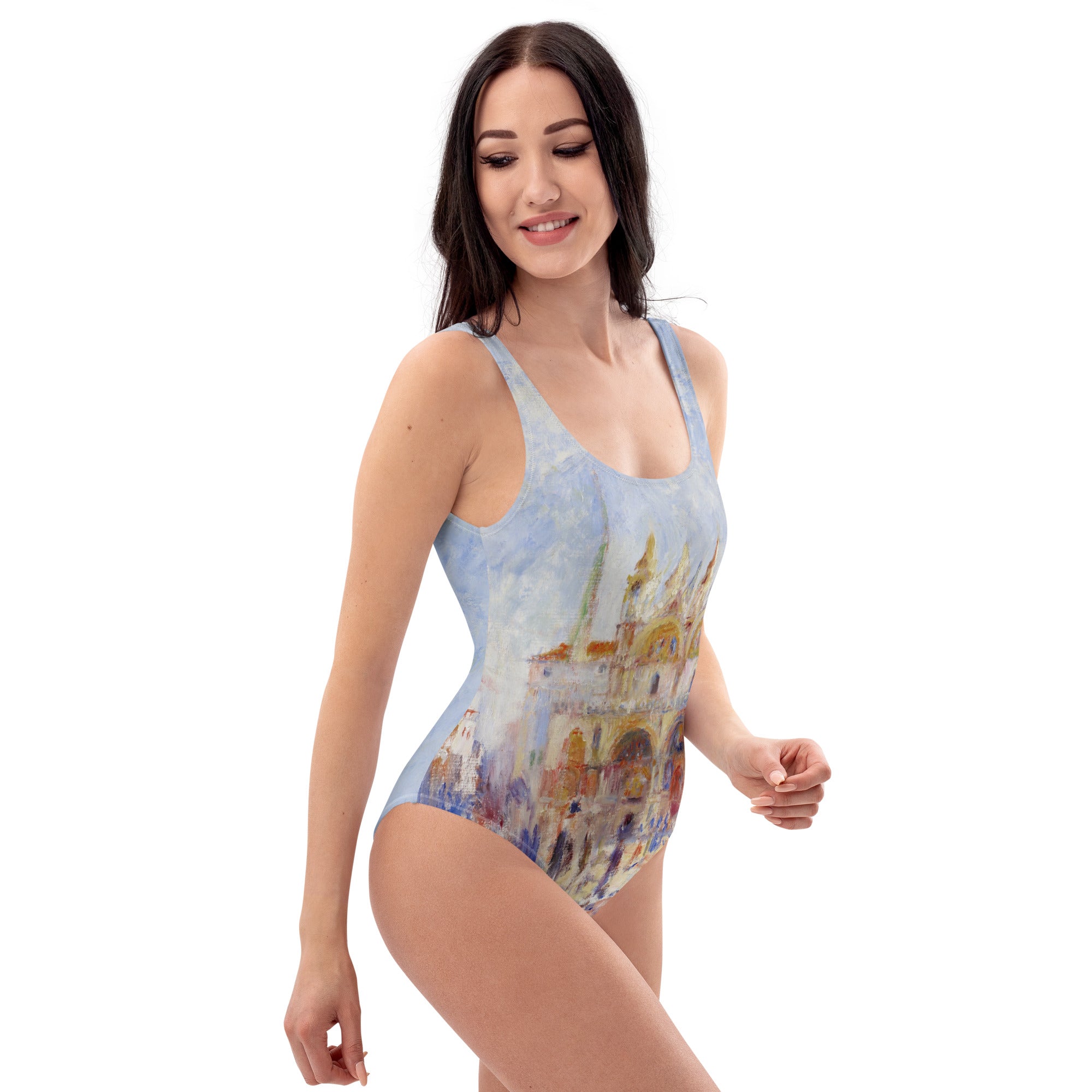 Pierre-Auguste Renoir 'The Piazza San Marco, Venice' Famous Painting Swimsuit | Premium Art One Piece Swimsuit