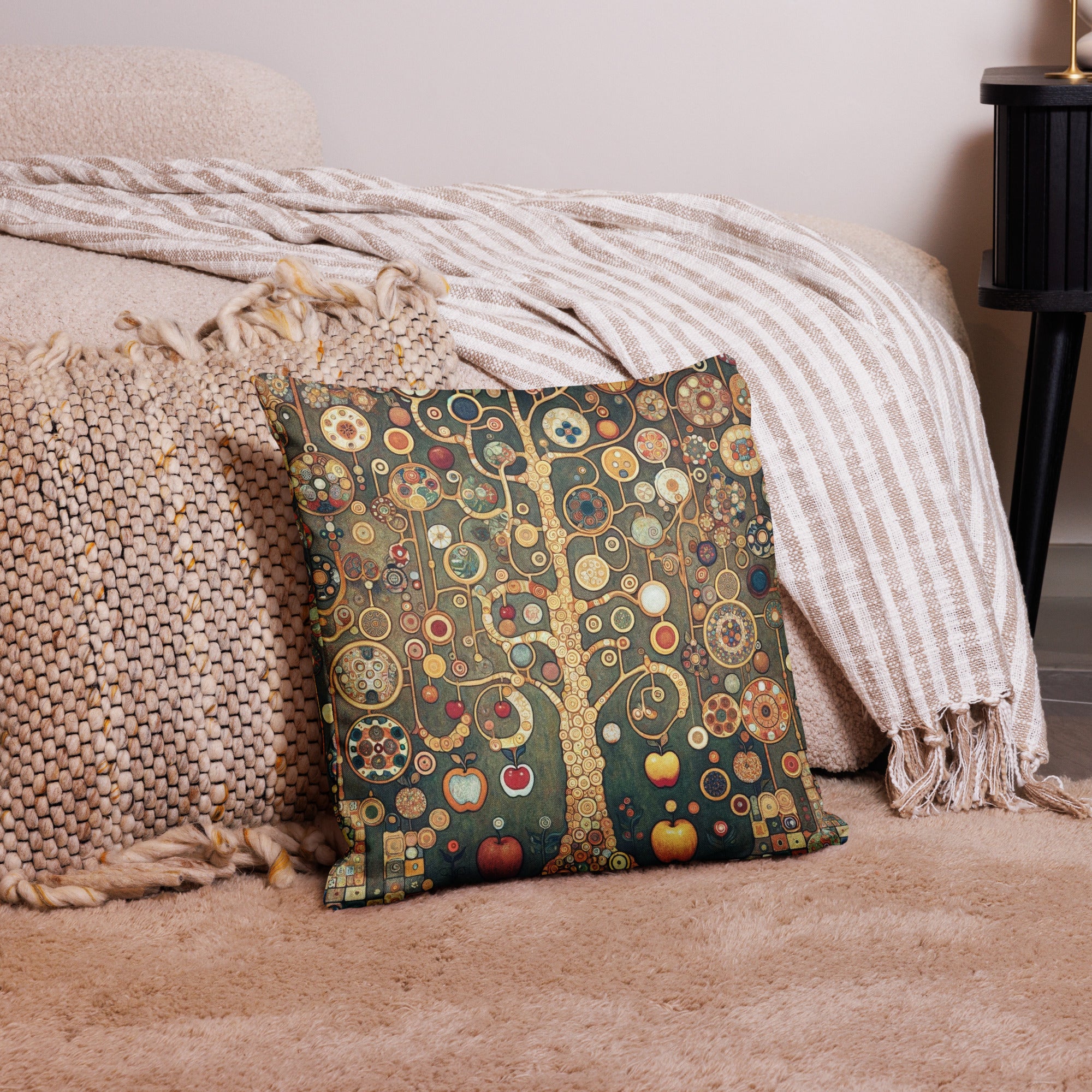 Gustav Klimt 'Apple Tree I' Famous Painting Premium Pillow | Premium Art Cushion