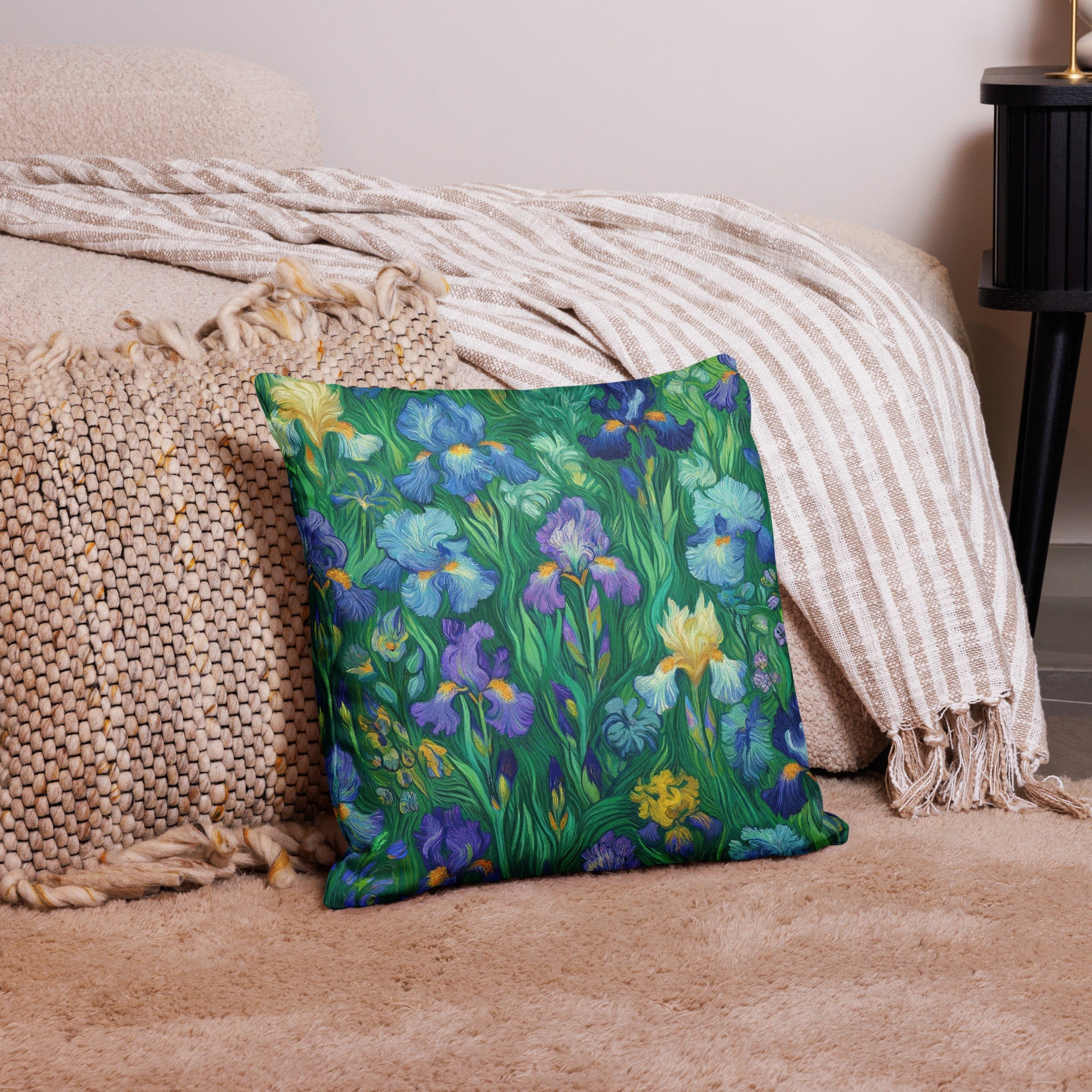 Vincent van Gogh 'Irises' Famous Painting Premium Pillow | Premium Art Cushion