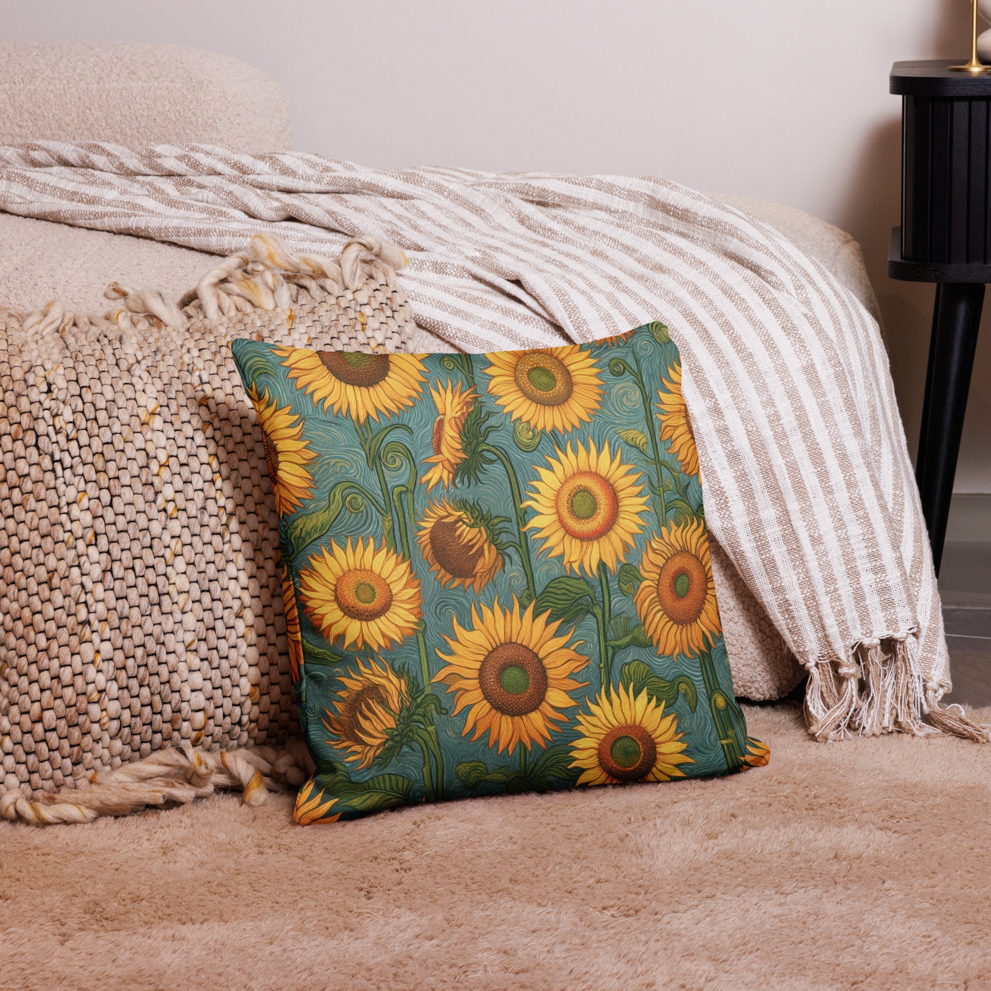 Vincent van Gogh 'Sunflowers' Famous Painting Premium Pillow | Premium Art Cushion
