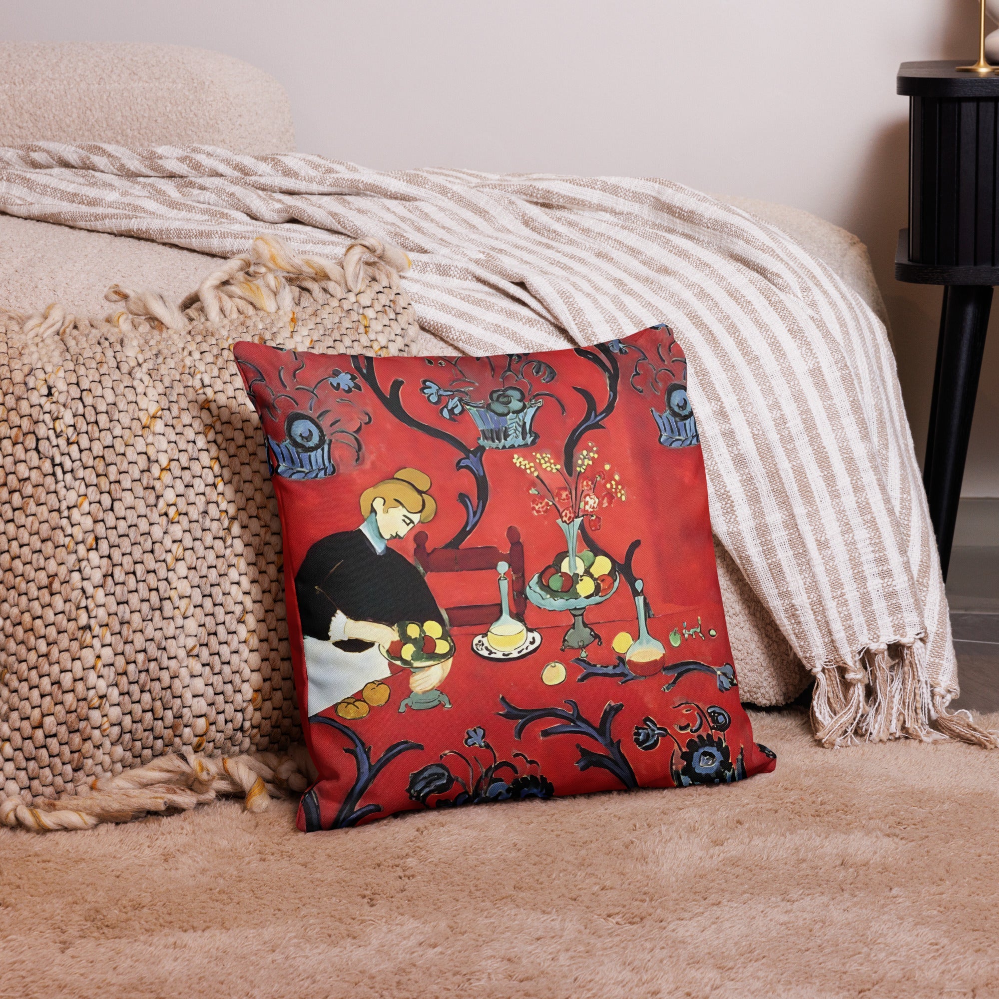 Henri Matisse ‘The Red Room’ Famous Painting Premium Pillow | Premium Art Cushion