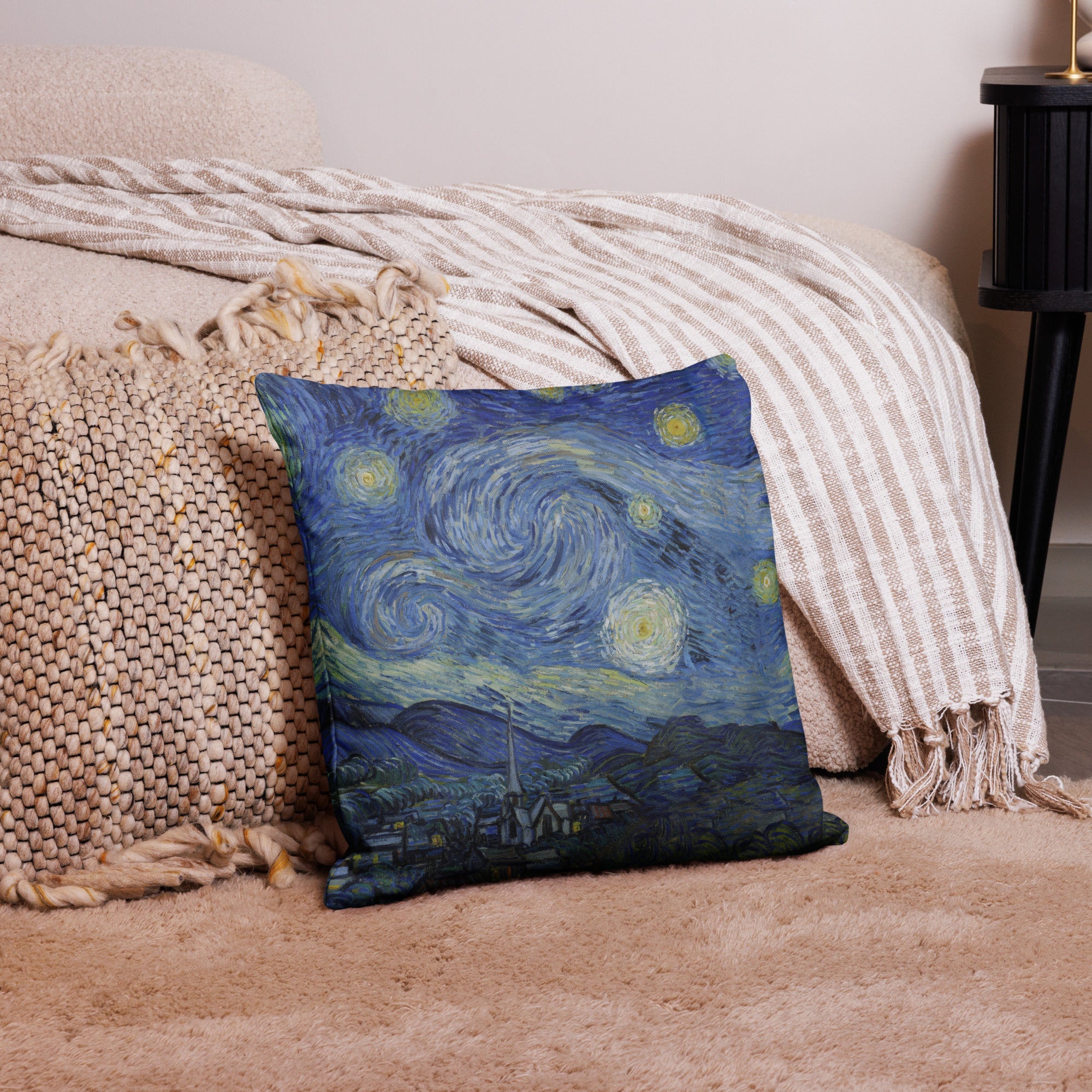 Vincent van Gogh 'Starry Night' Famous Painting Premium Pillow | Premium Art Cushion