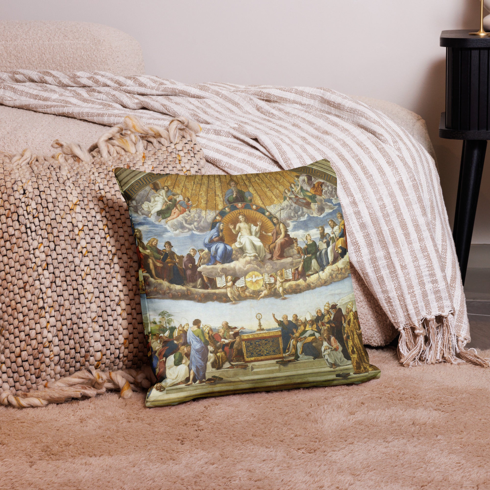 Raphael 'Disputation of the Holy Sacrament' Famous Painting Premium Pillow | Premium Art Cushion