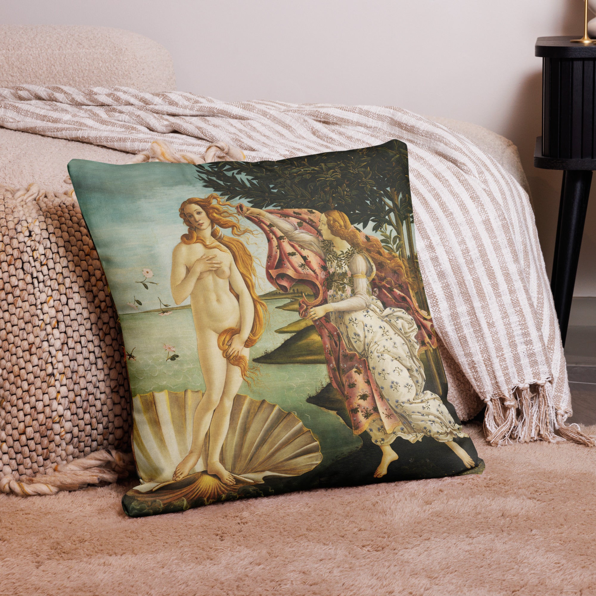 Premium-Kissen „Die Geburt der Venus“ von Sandro Botticelli, berühmtes Gemälde, Premium-Kunstkissen