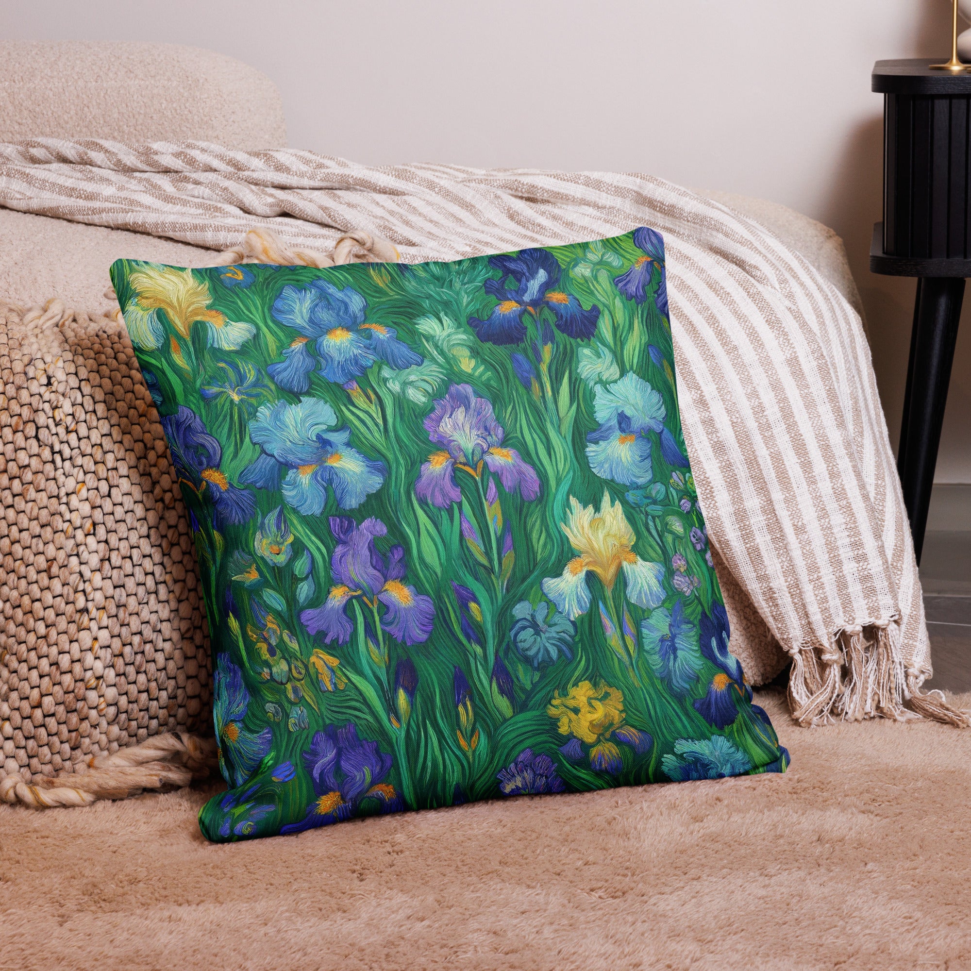 Vincent van Gogh 'Irises' Famous Painting Premium Pillow | Premium Art Cushion