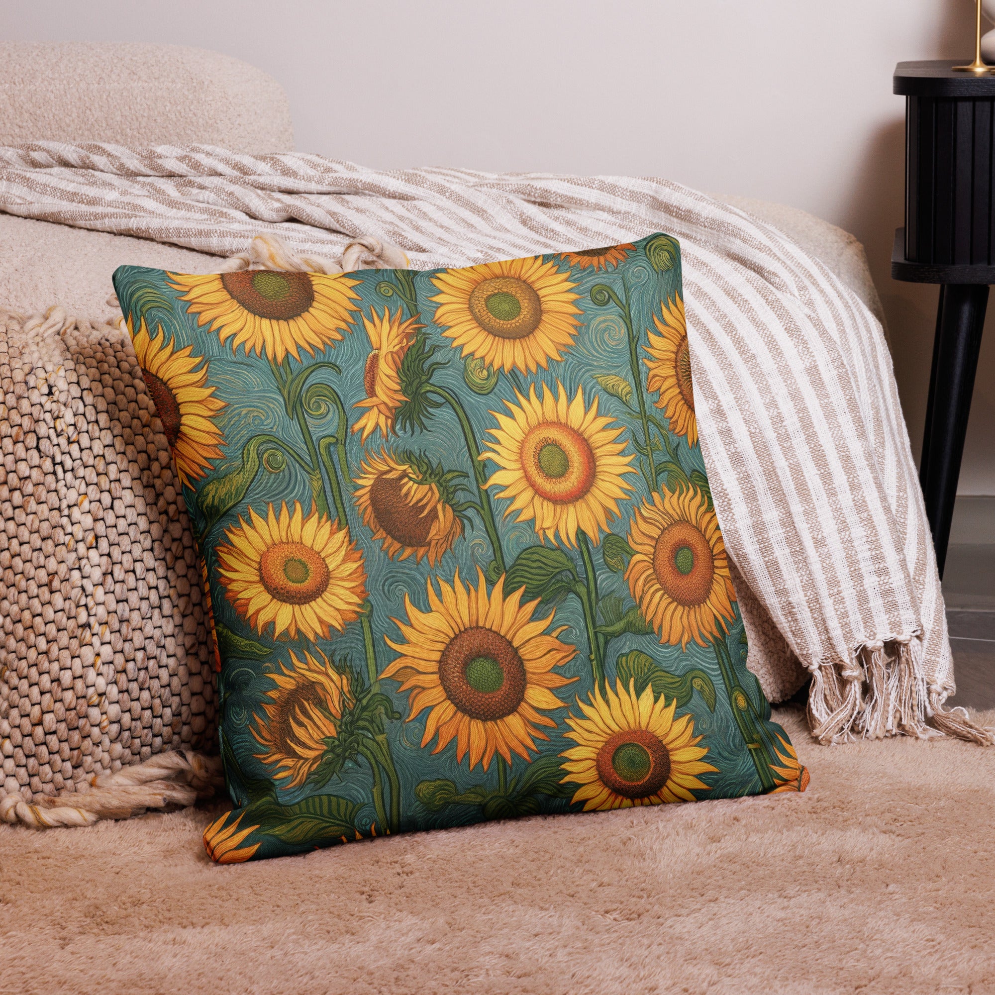 Vincent van Gogh 'Sunflowers' Famous Painting Premium Pillow | Premium Art Cushion