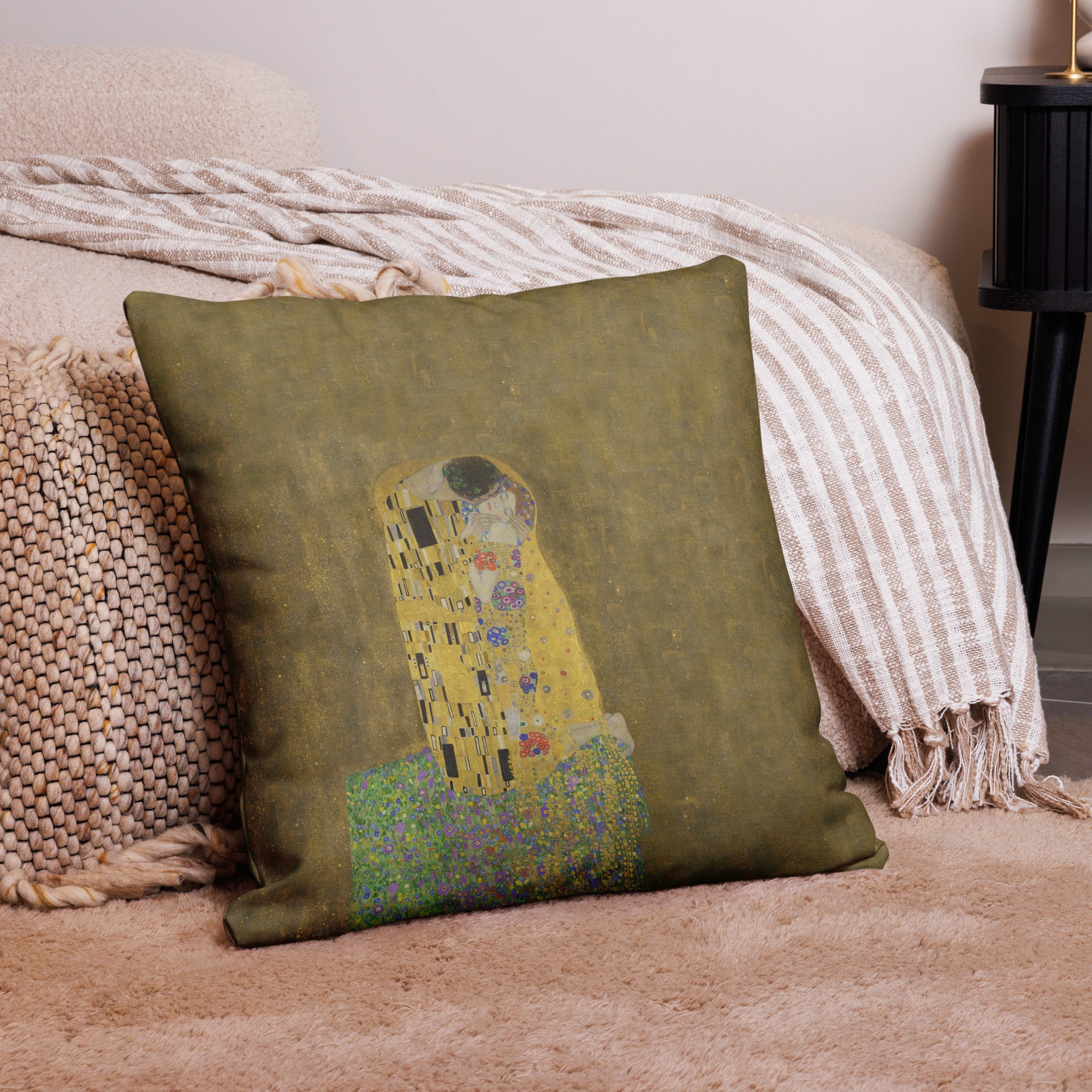 Gustav Klimt 'The Kiss' Famous Painting Premium Pillow | Premium Art Cushion