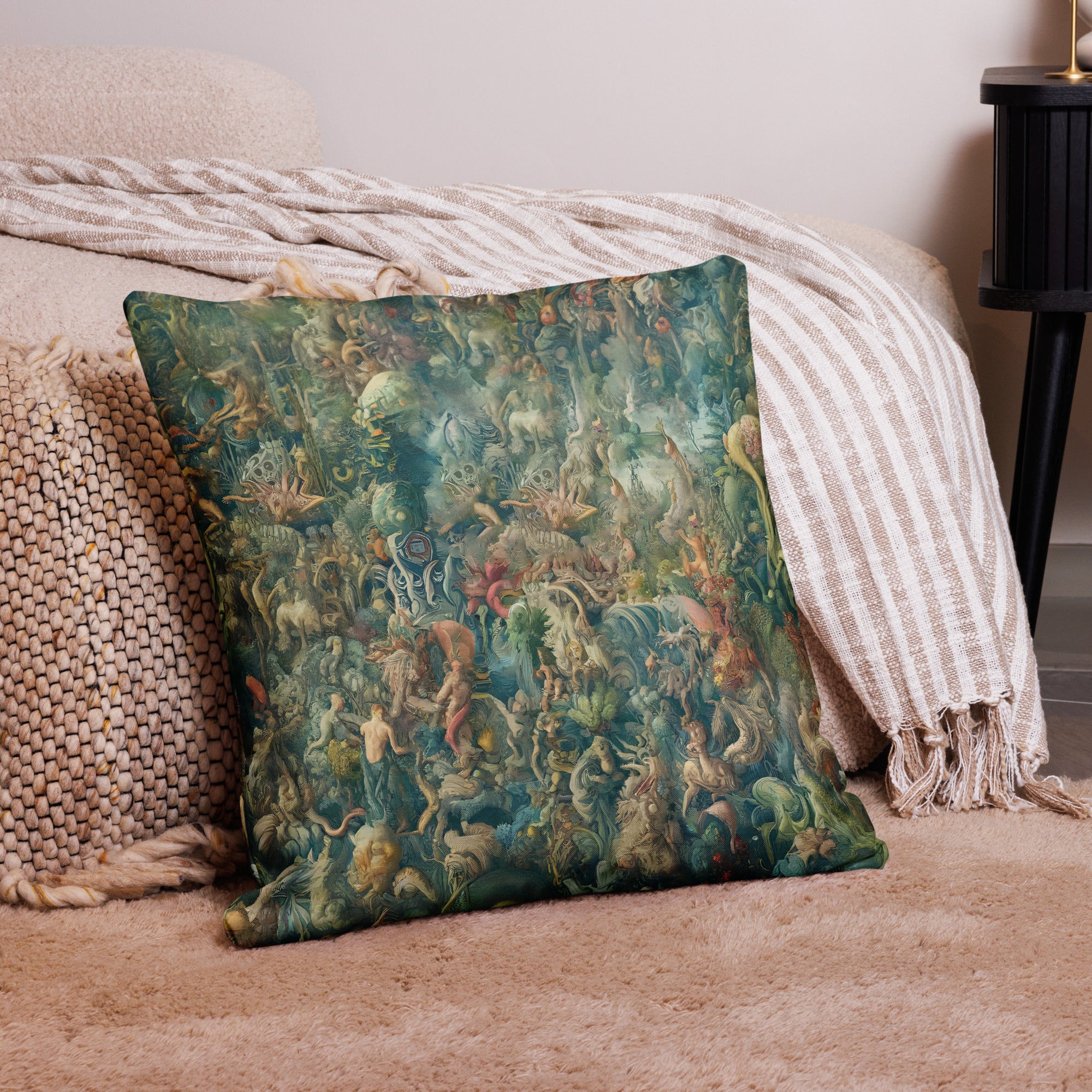 Hieronymus Bosch 'The Garden of Earthly Delights' Famous Painting Premium Pillow | Premium Art Cushion