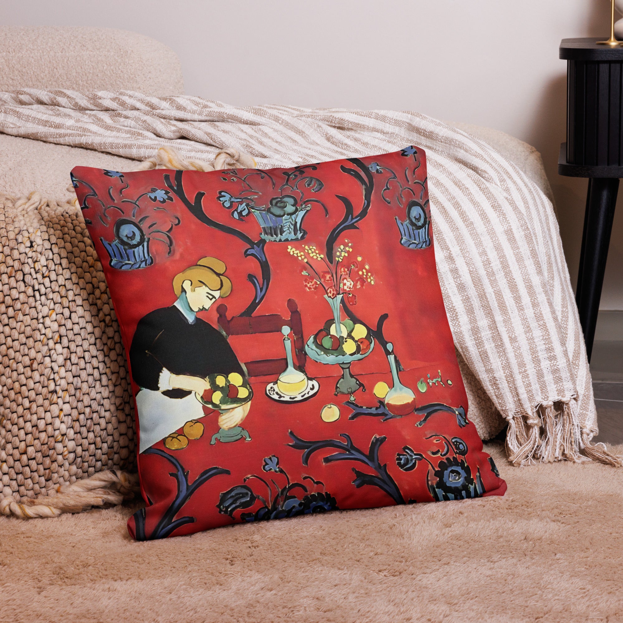 Henri Matisse ‘The Red Room’ Famous Painting Premium Pillow | Premium Art Cushion