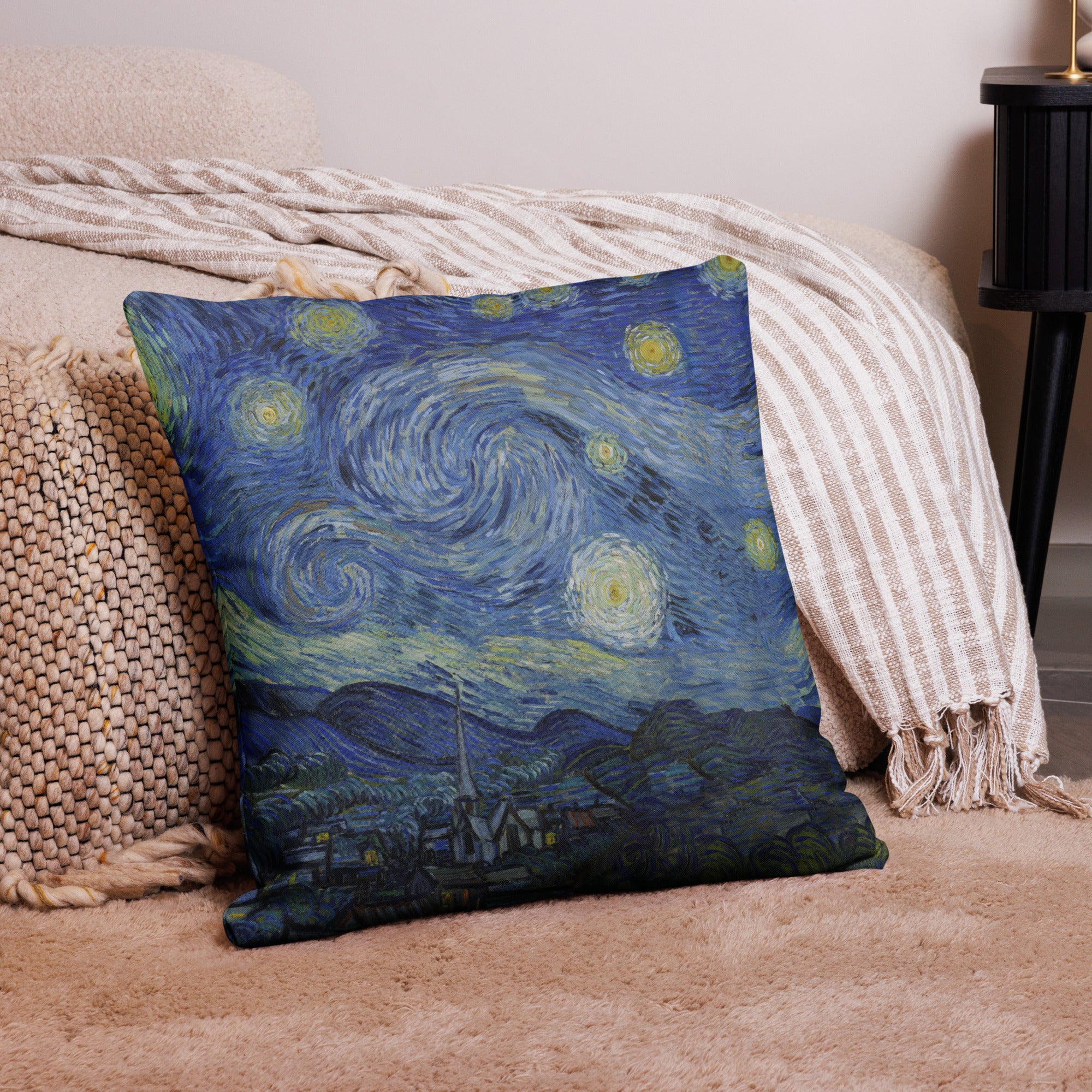 Vincent van Gogh 'Sternennacht' Berühmtes Gemälde Premium Kissen | Premium Kunstkissen