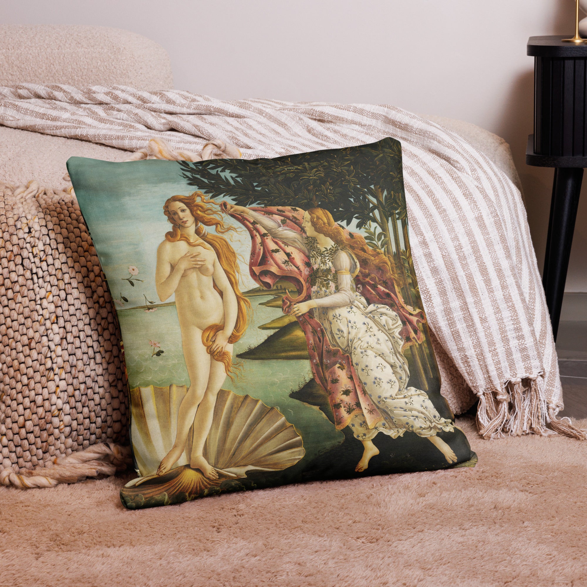 Premium-Kissen „Die Geburt der Venus“ von Sandro Botticelli, berühmtes Gemälde, Premium-Kunstkissen