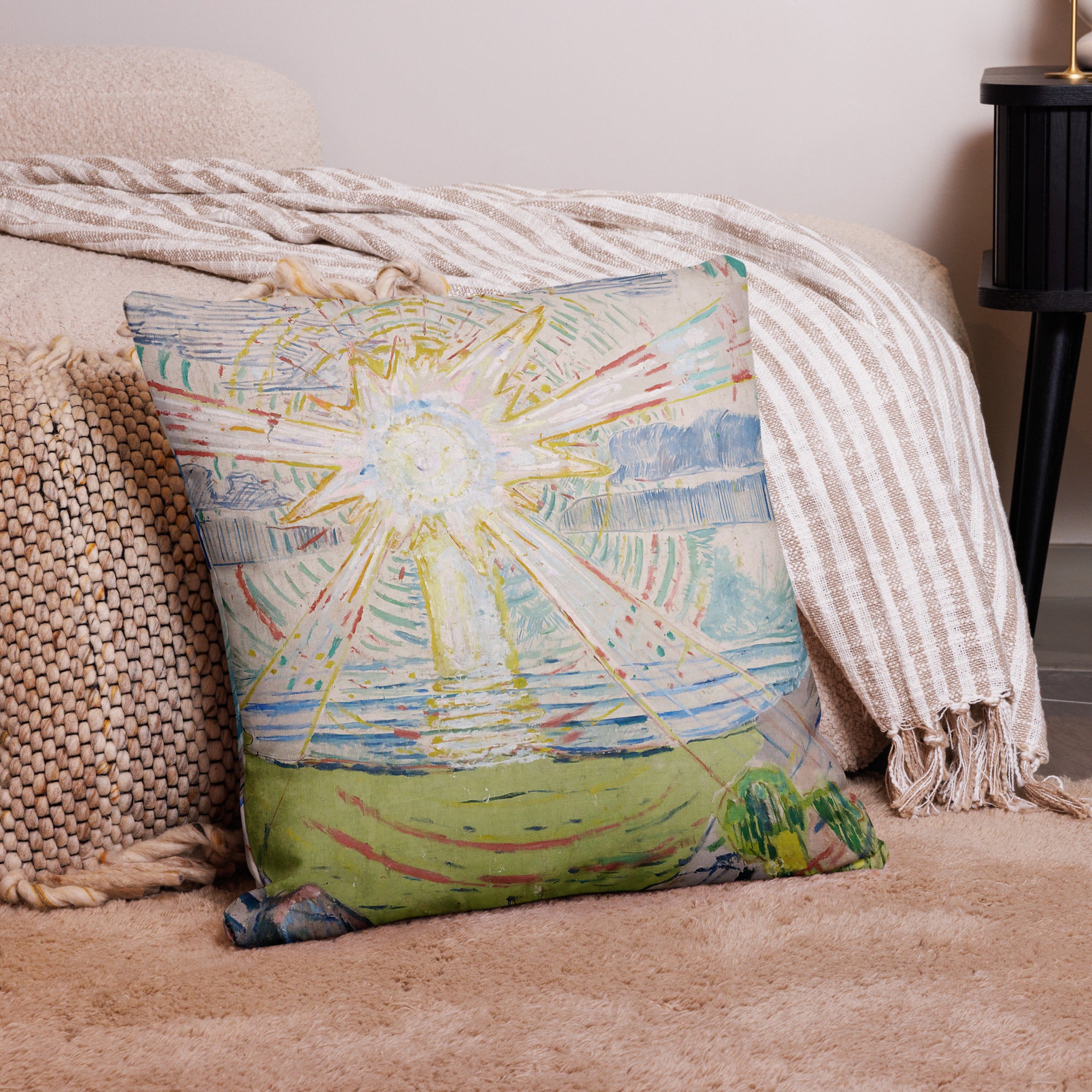Edvard Munch 'The Sun' Famous Painting Premium Pillow | Premium Art Cushion