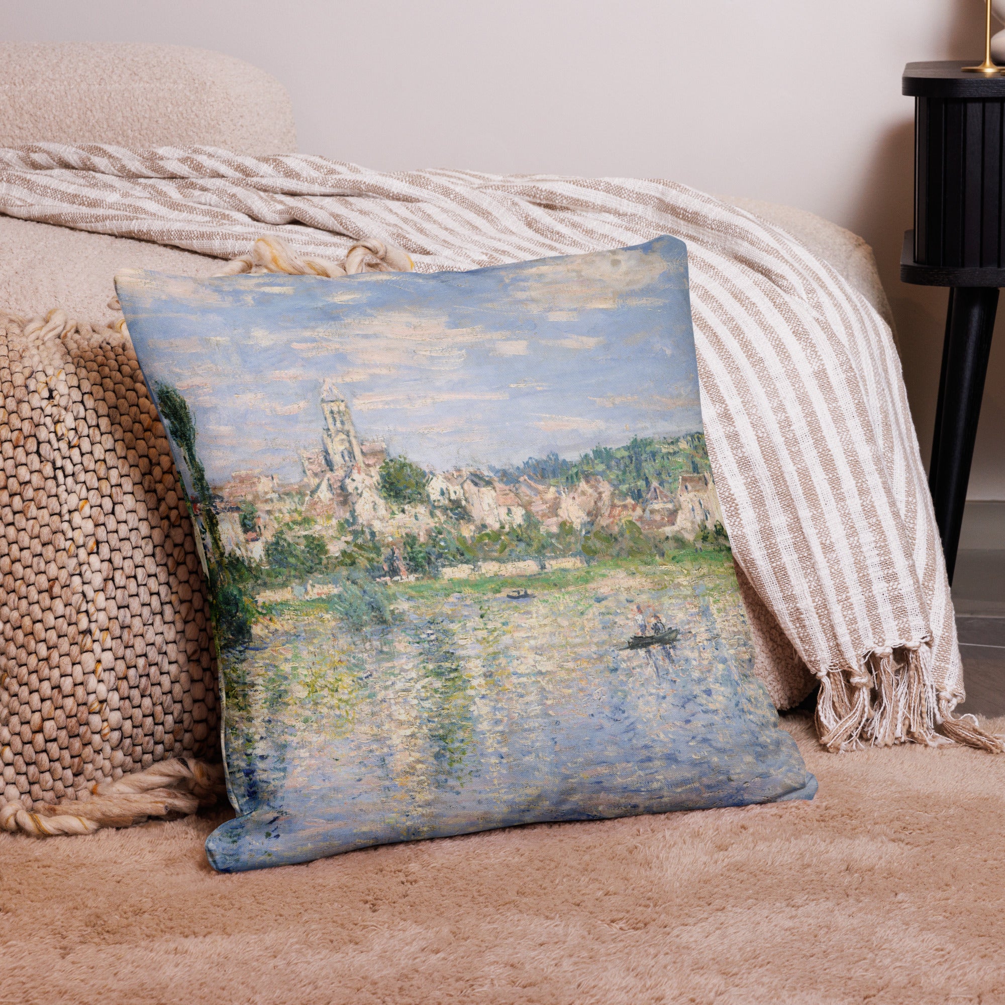 Claude Monet 'Vetheuil in Summer' Famous Painting Premium Pillow | Premium Art Cushion