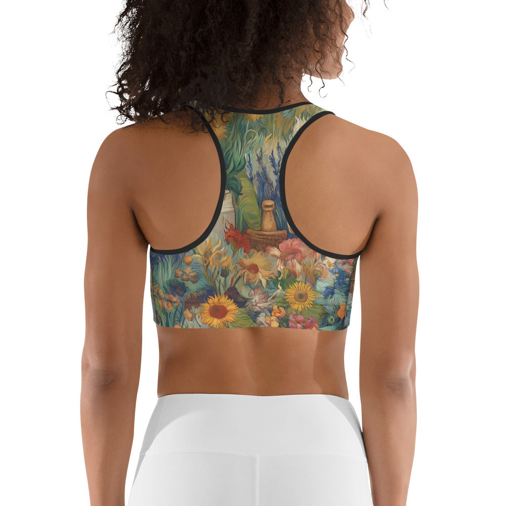 Vincent van Gogh 'Garden at Arles' Famous Painting Sports Bra | Premium Art Sports Bra