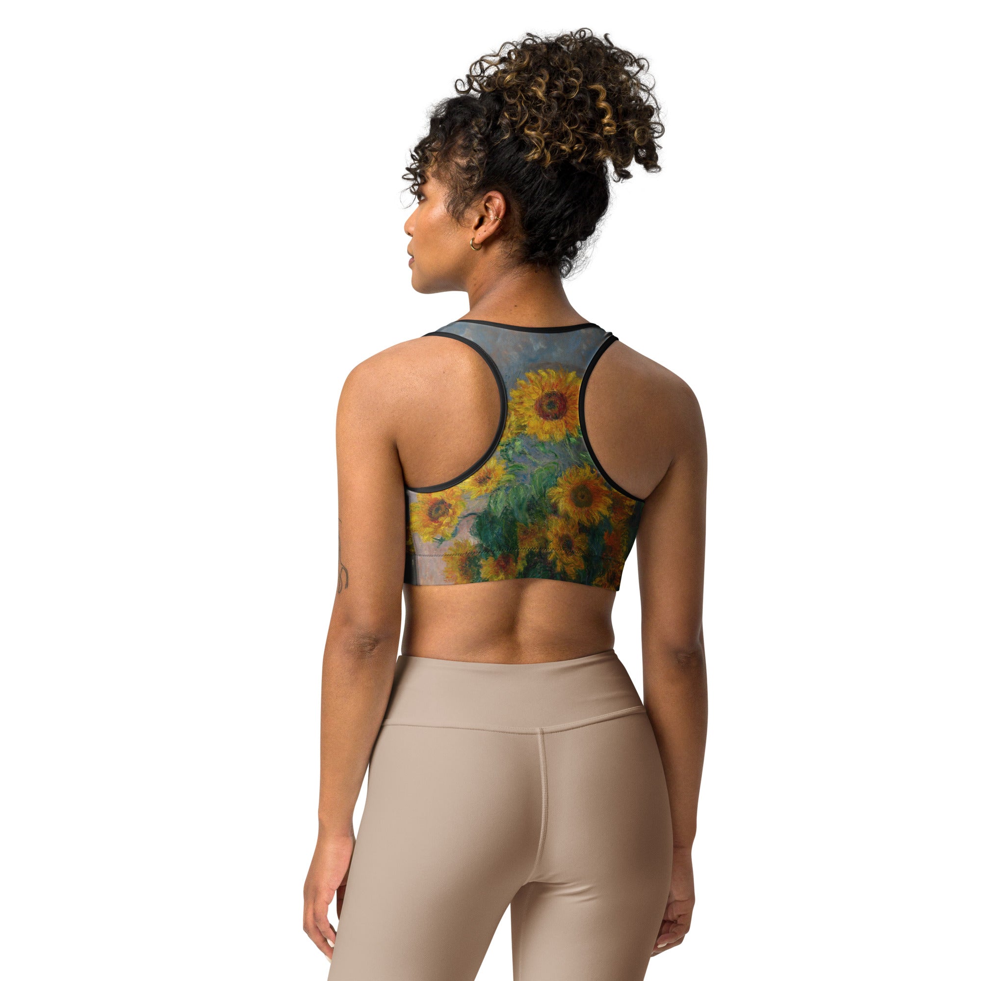 Claude Monet 'Bouquet of Sunflowers' Famous Painting Sports Bra | Premium Art Sports Bra