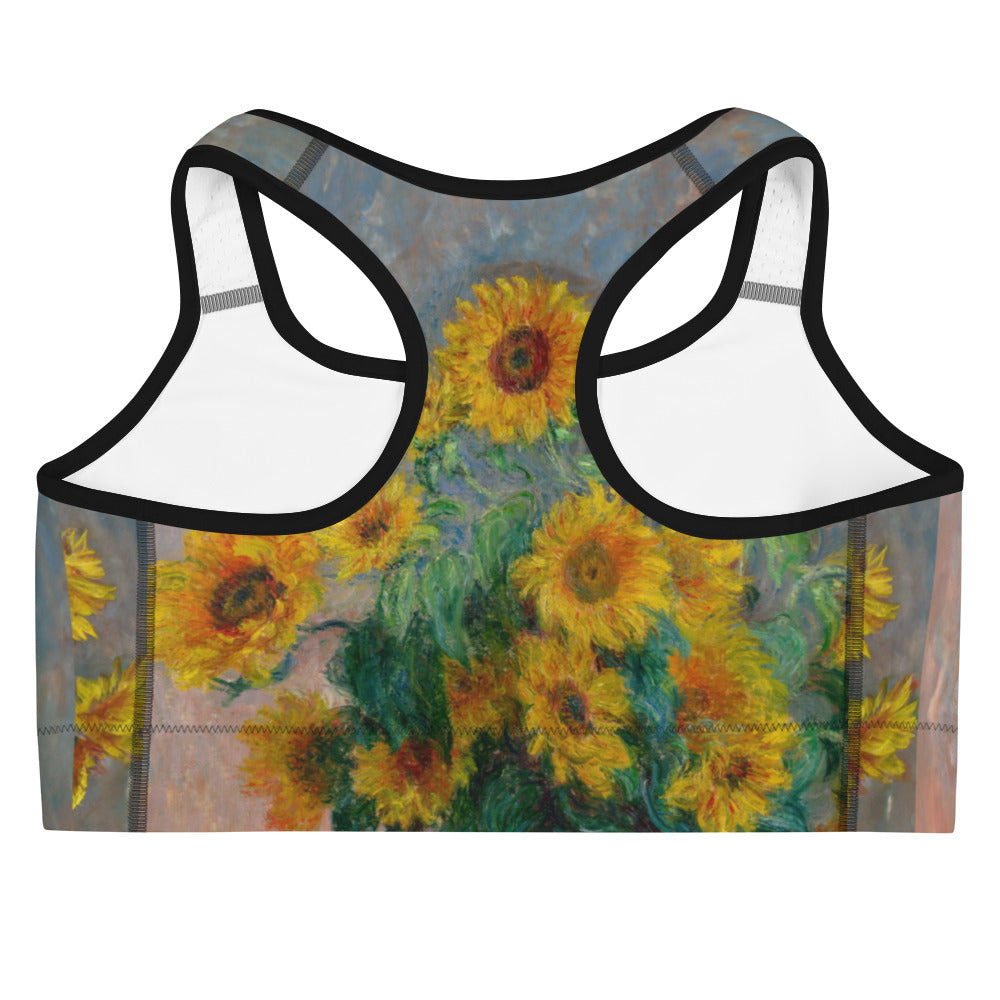 Claude Monet 'Bouquet of Sunflowers' Famous Painting Sports Bra | Premium Art Sports Bra