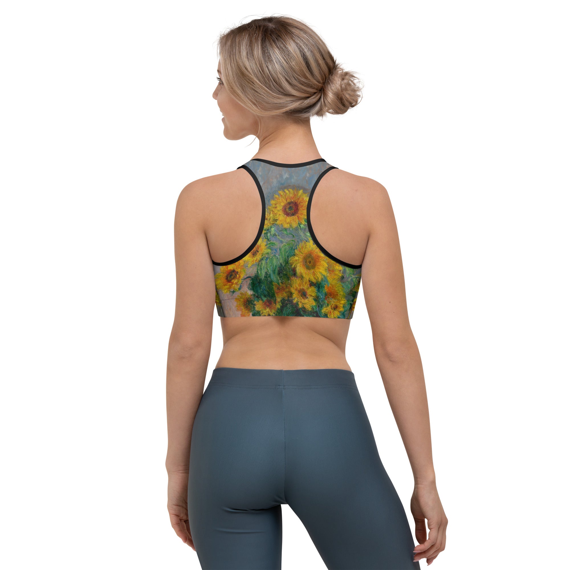 Claude Monet 'Bouquet of Sunflowers' Famous Painting Sports Bra | Premium Art Sports Bra