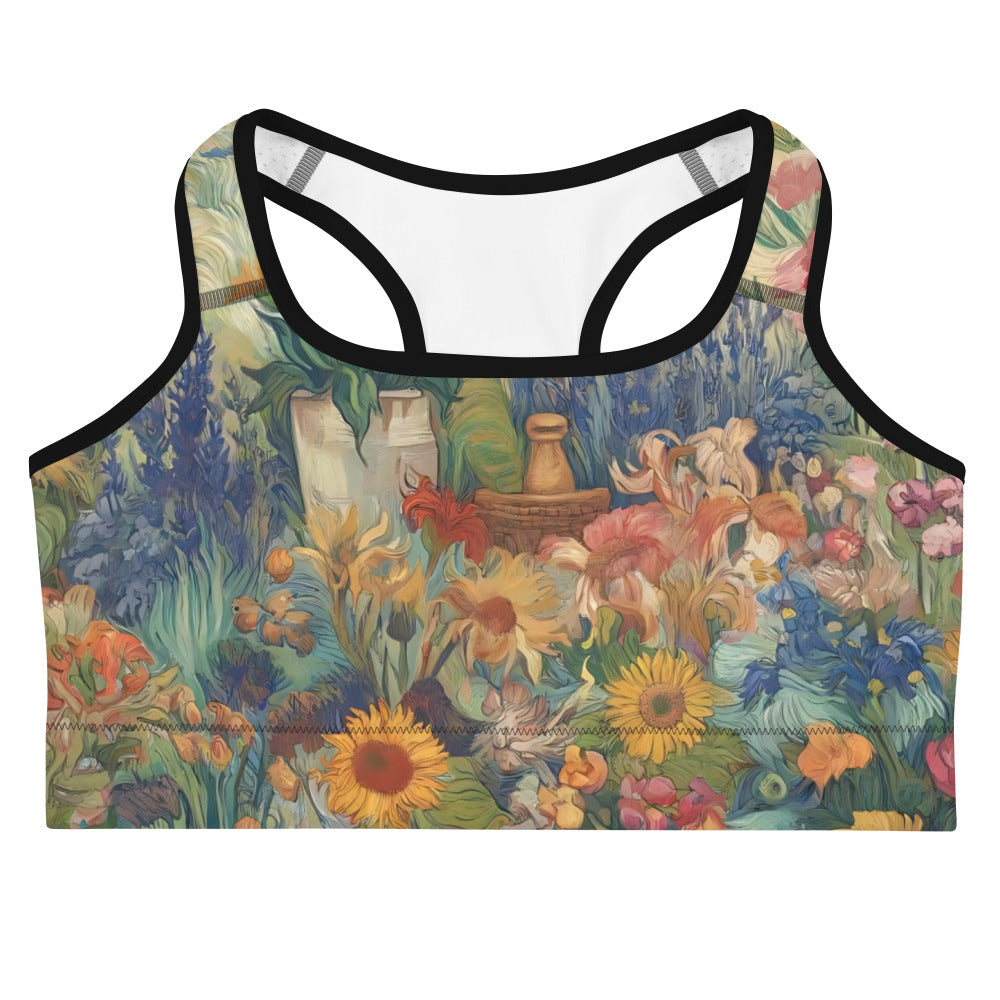 Vincent van Gogh 'Garden at Arles' Famous Painting Sports Bra | Premium Art Sports Bra