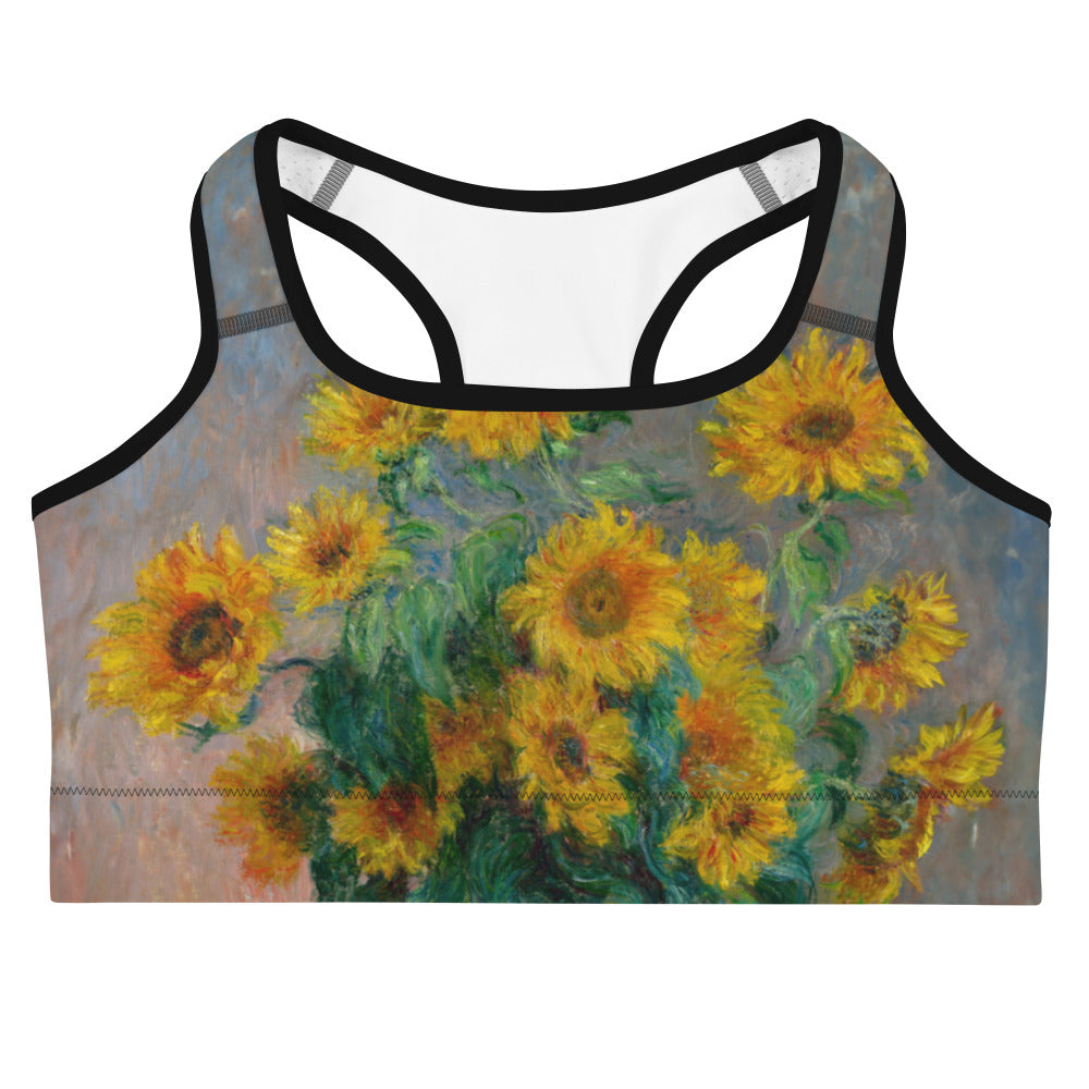 Claude Monet 'Bouquet of Sunflowers' Famous Painting Sports Bra | Premium Art Sports Bra