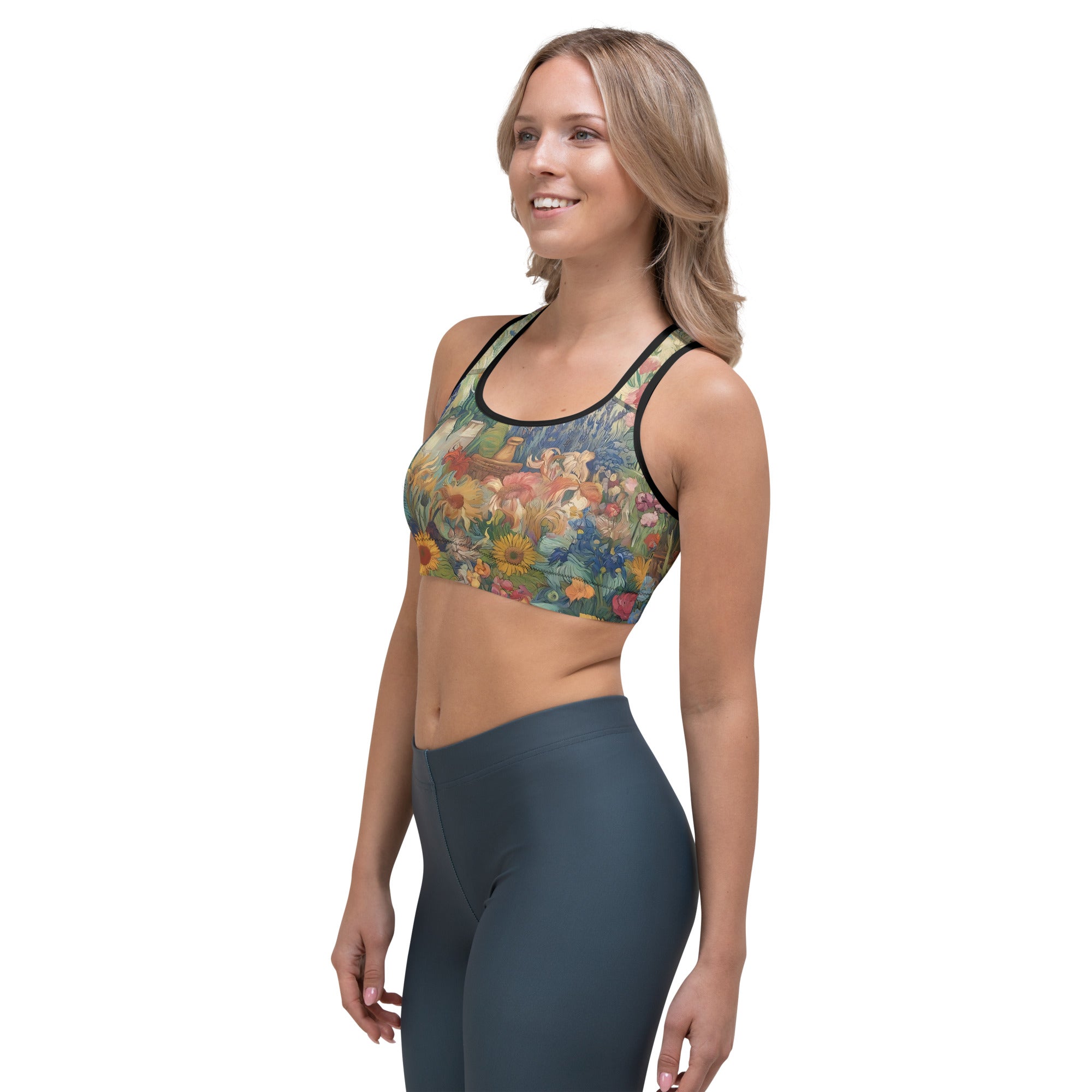 Vincent van Gogh 'Garden at Arles' Famous Painting Sports Bra | Premium Art Sports Bra