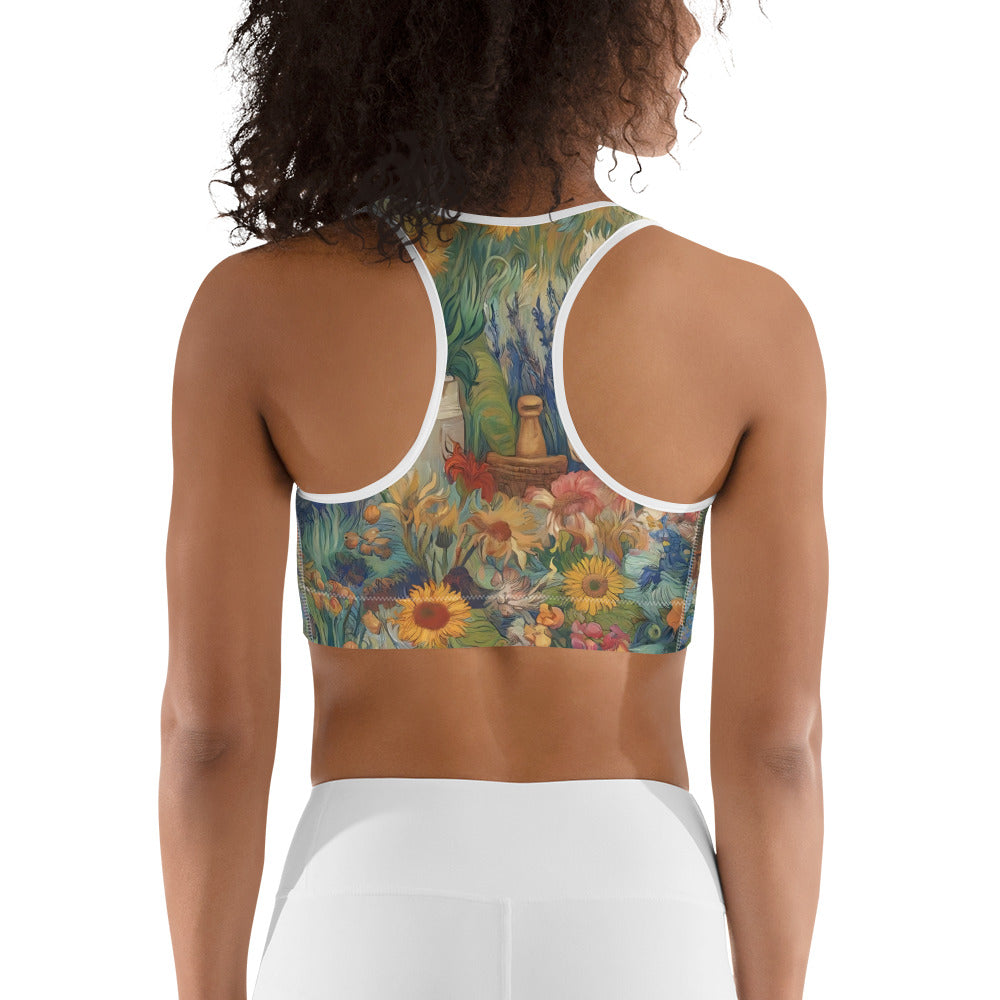 Vincent van Gogh 'Garden at Arles' Famous Painting Sports Bra | Premium Art Sports Bra