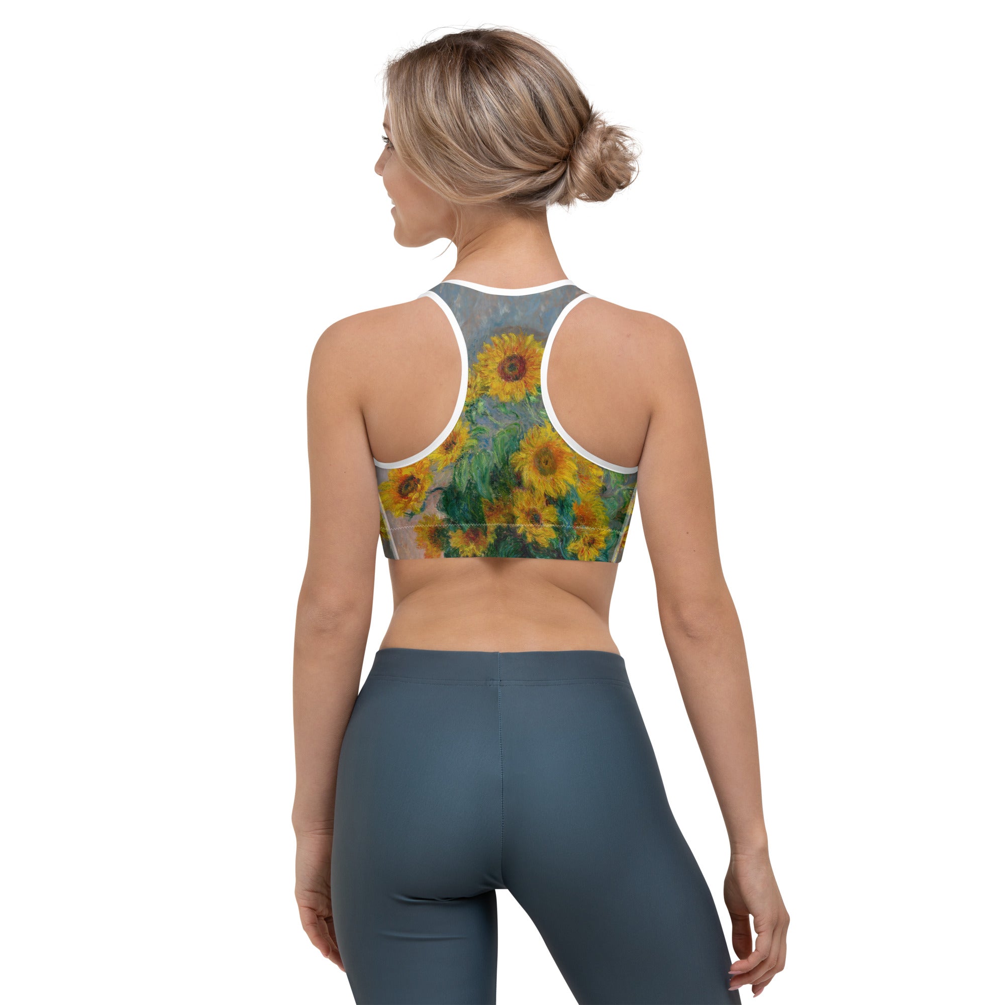 Claude Monet 'Bouquet of Sunflowers' Famous Painting Sports Bra | Premium Art Sports Bra